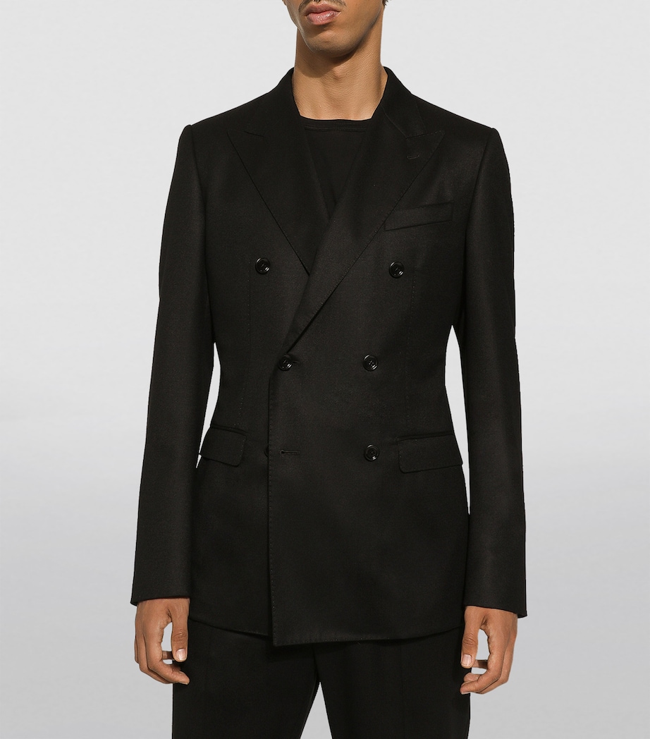 Virgin Wool Double-Breasted Blazer N0000-BLACK Image 5