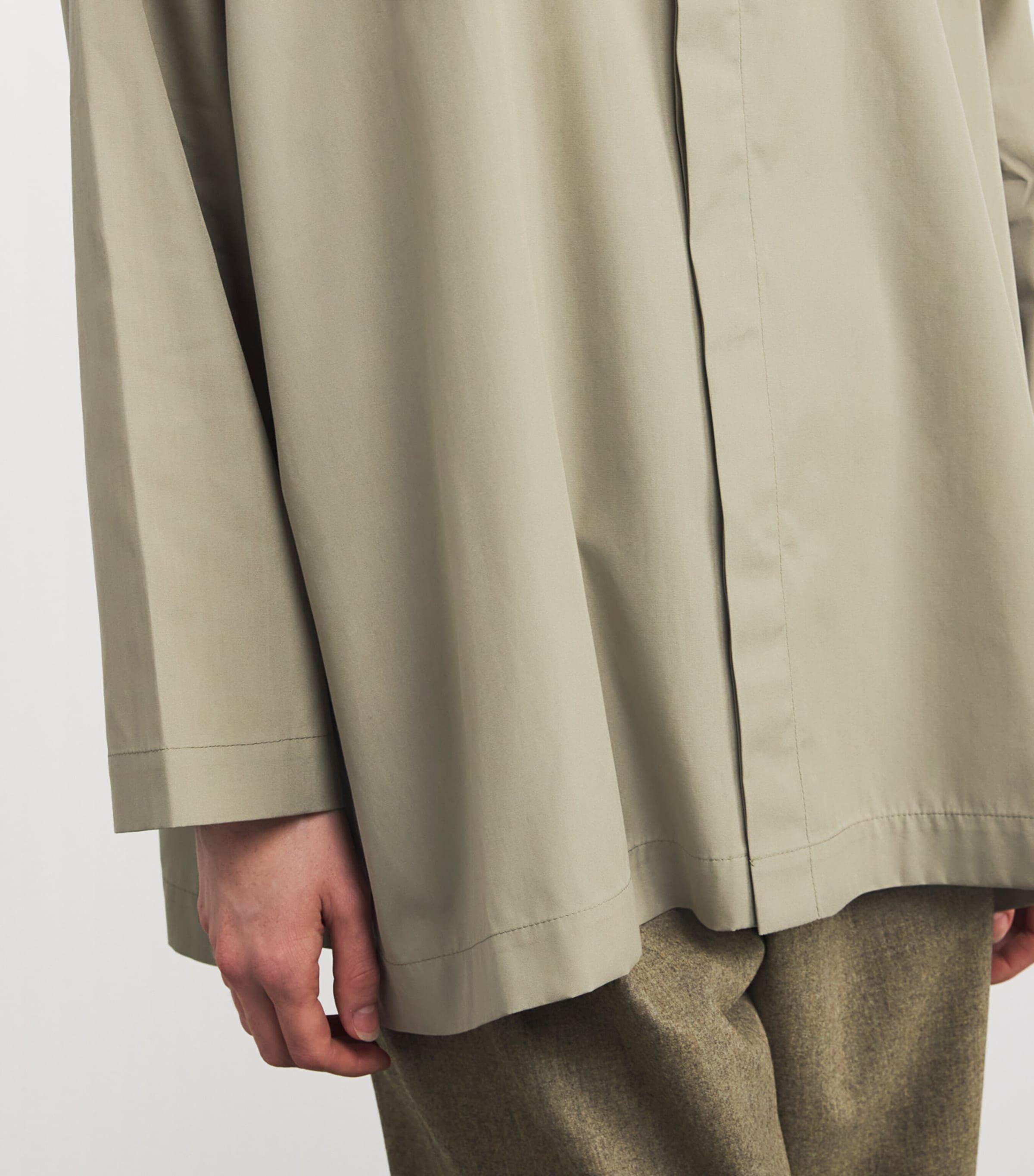 Cotton Slim Double Stand-Collar Shirt GRNSND Image 6