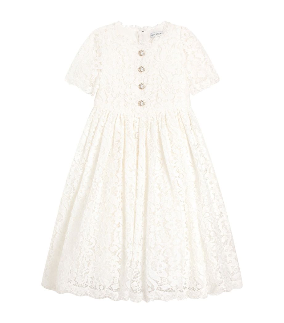 Dolce&Gabbana Kids Floral-Lace Occasion Dress (8-12+ Years) Very Light Cre Image 1