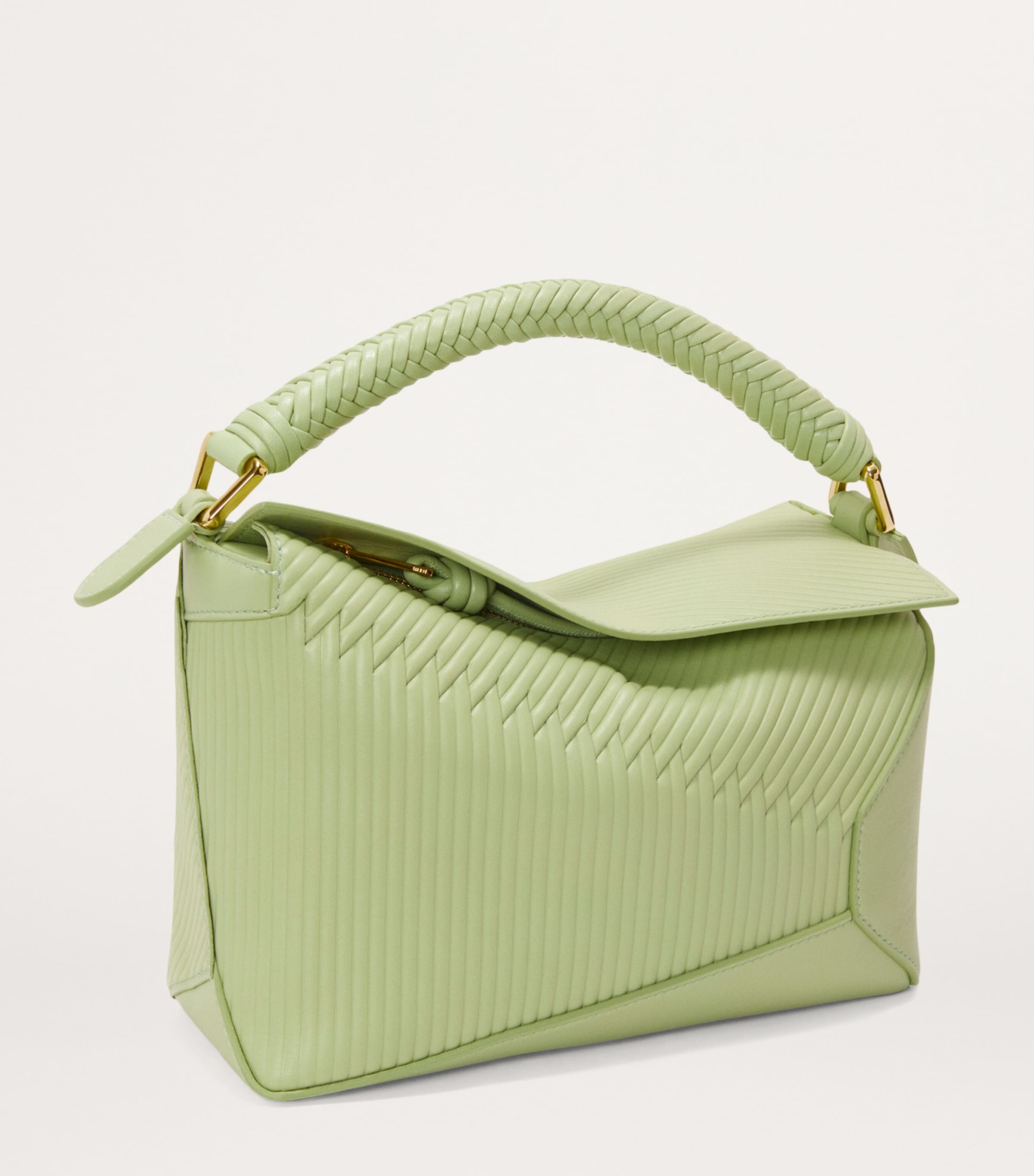 Small Diamond Puzzle Edge Top-Handle Bag LIGHT PEAR Image 2