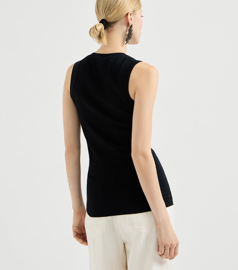 Brunello Cucinelli Womens Embellished Stretch-Cotton T-Shirt Image 5