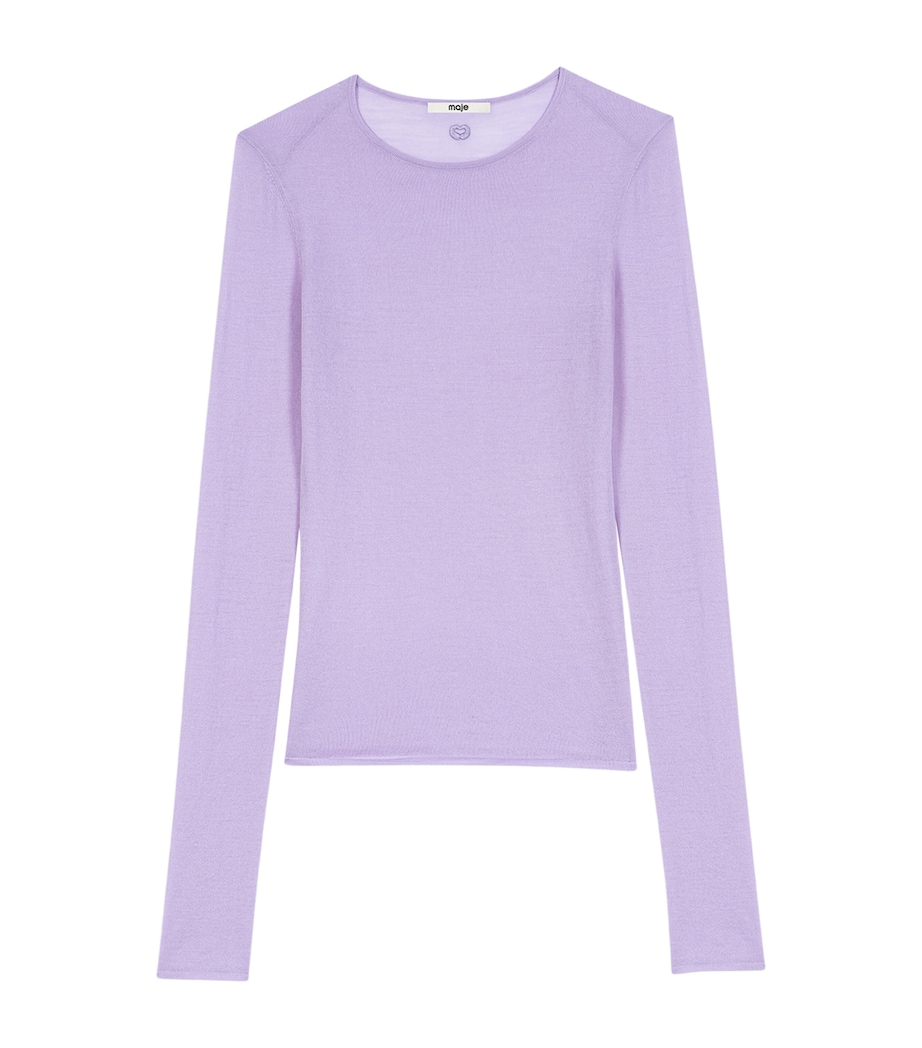 Maje Womens Wool Crew-Neck Sweater Parma Violet Image 1