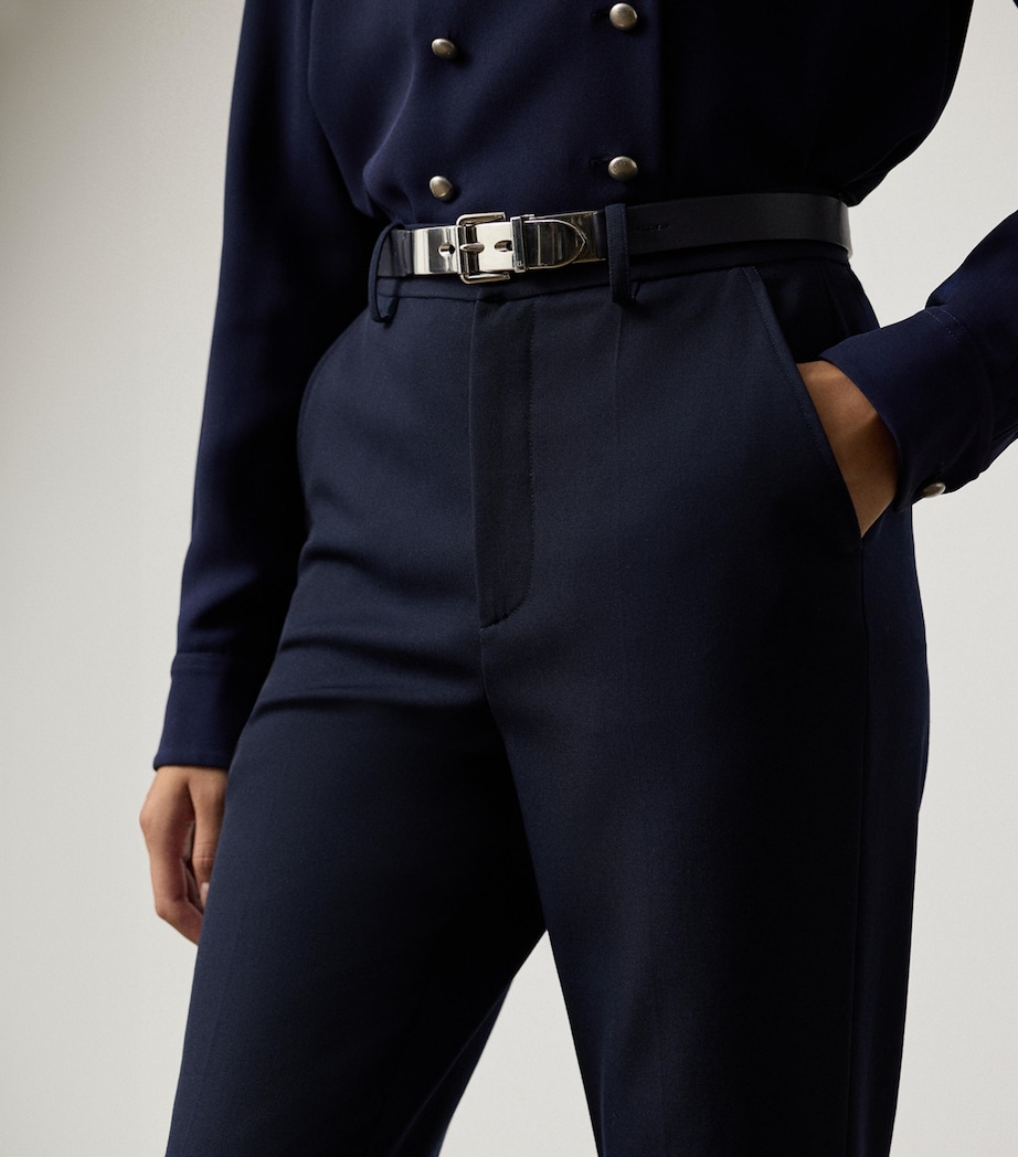 Ralph Lauren Womens Wool Grain de Poudre Wrigley Trousers Navy Image 5