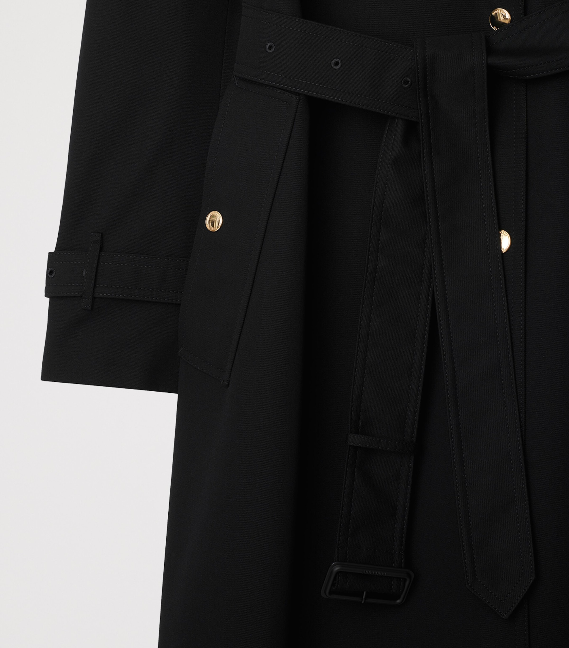 Burberry Womens Gabardine Check-Collar Long Trench Coat Black Image 5