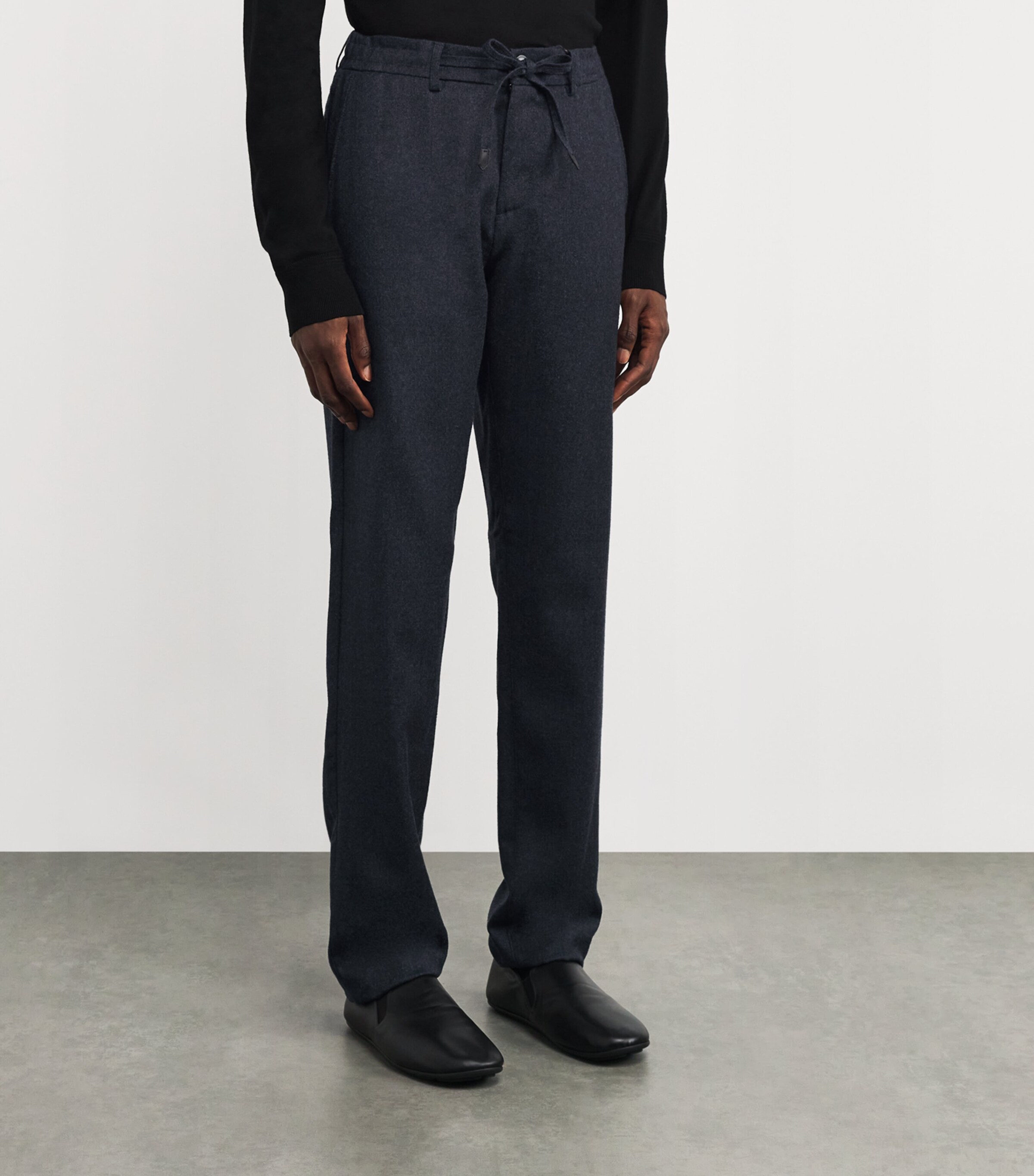 Canali Mens Wool Drawstring Straight Trousers Image 2