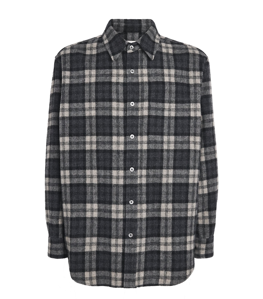 System Mens Wool-Blend Check Shirt Dark Grey Image 1