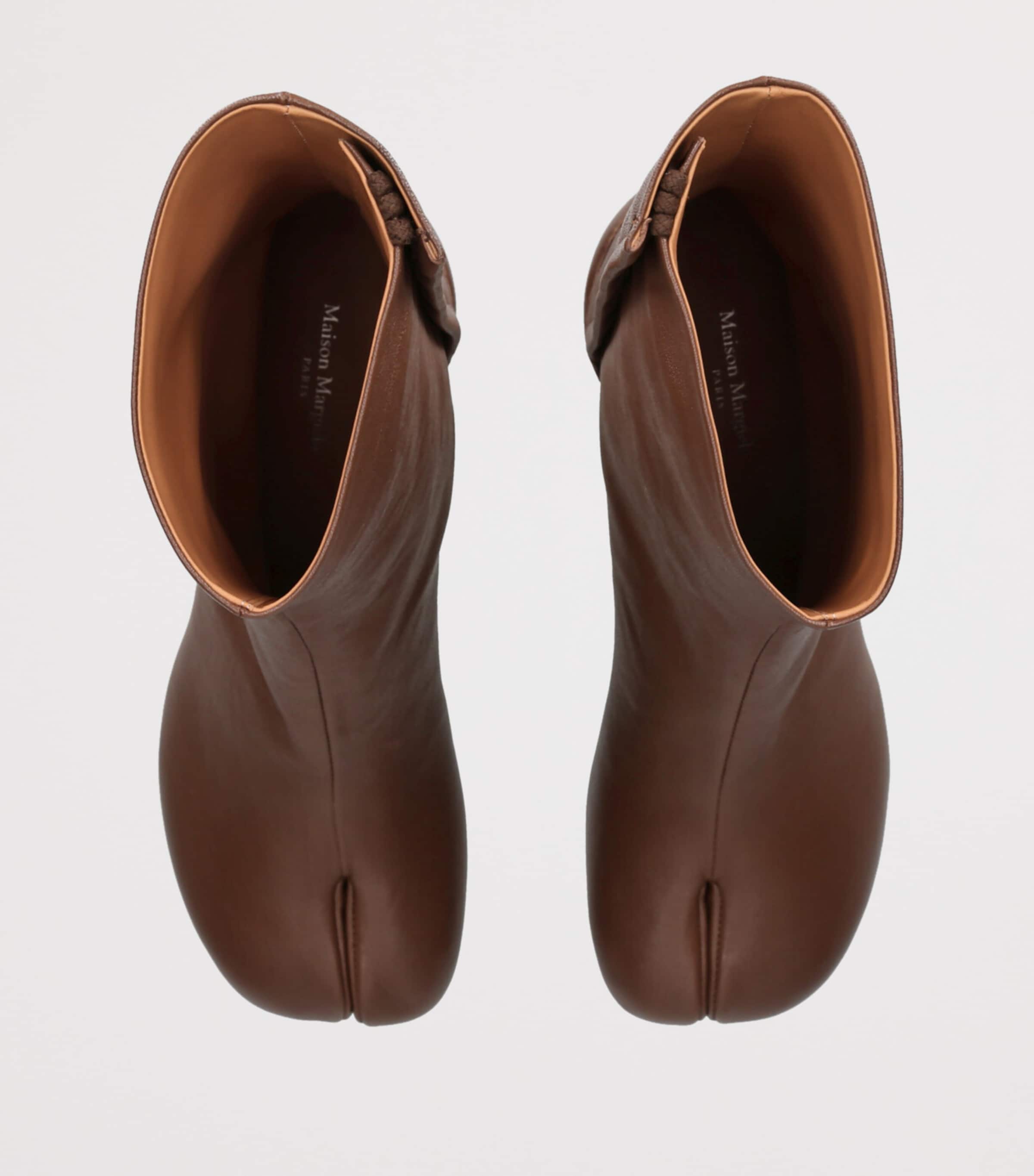 Leather Tabi Ankle Boots 60 MID BROWN Image 4