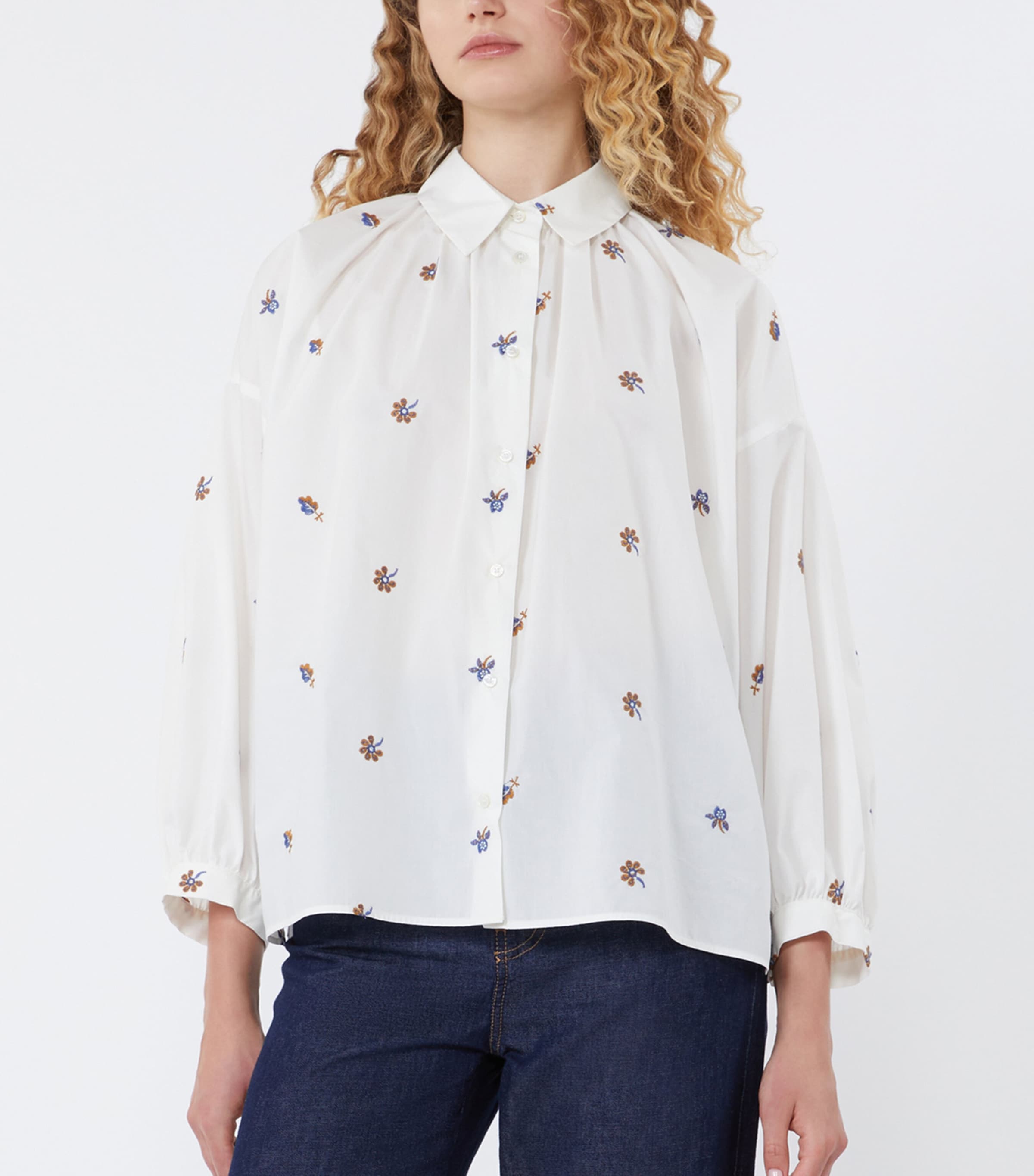 Weekend Max Mara Womens Poplin Embroidered Shirt White Image 5
