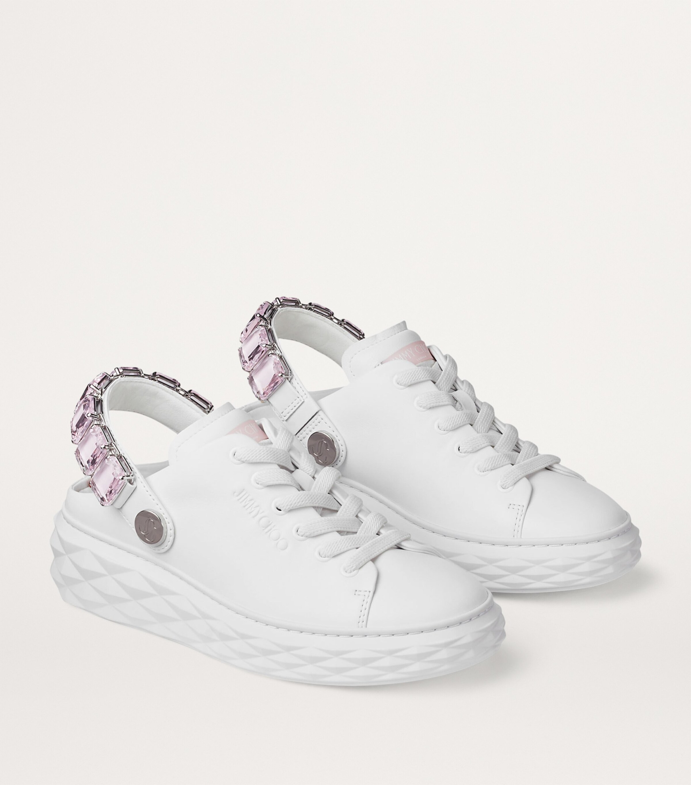 Jimmy Choo Diamond Maxi Leather Slingback Sneakers V White/powder Pink Image 6