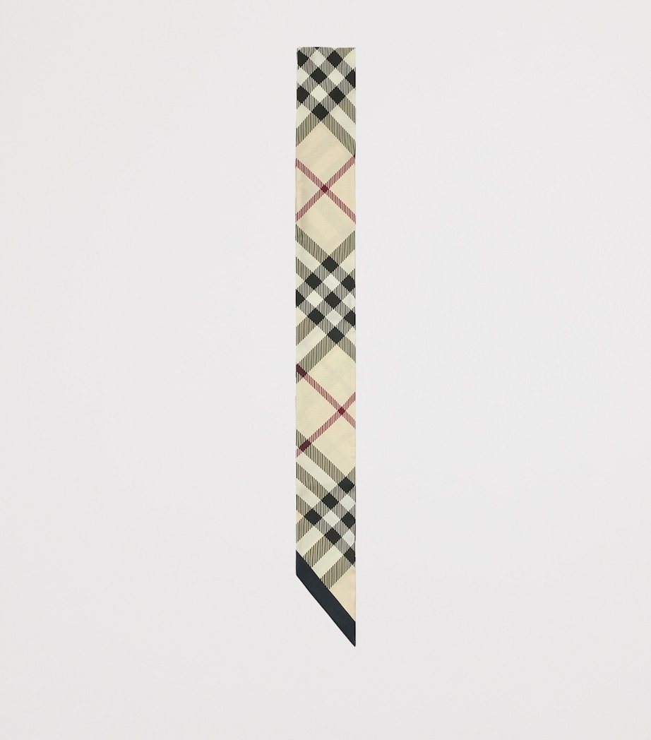 Silk Skinny Check Scarf STONE Image 2