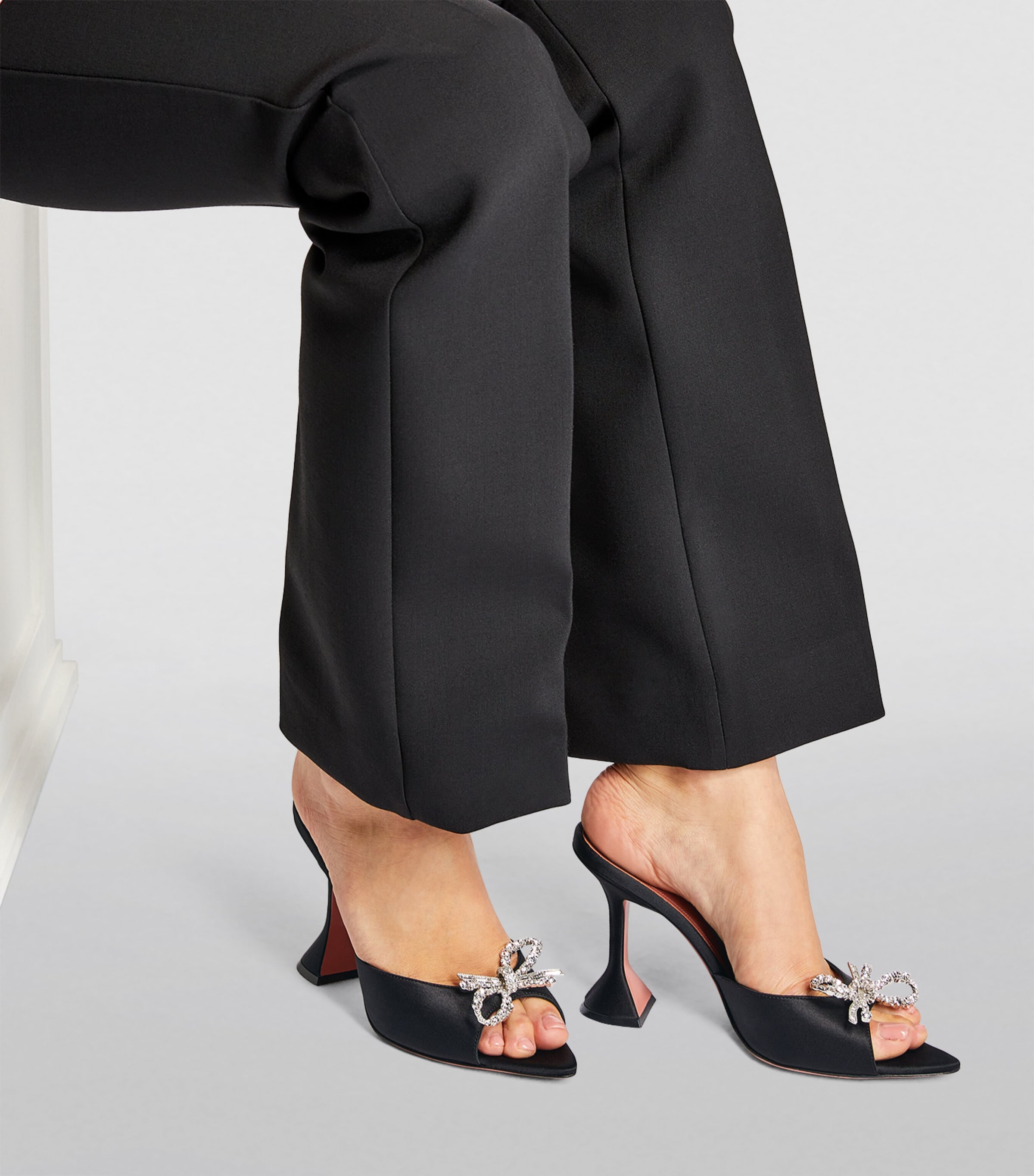 Amina Muaddi Satin Rosie Mules 95 Black Image 2