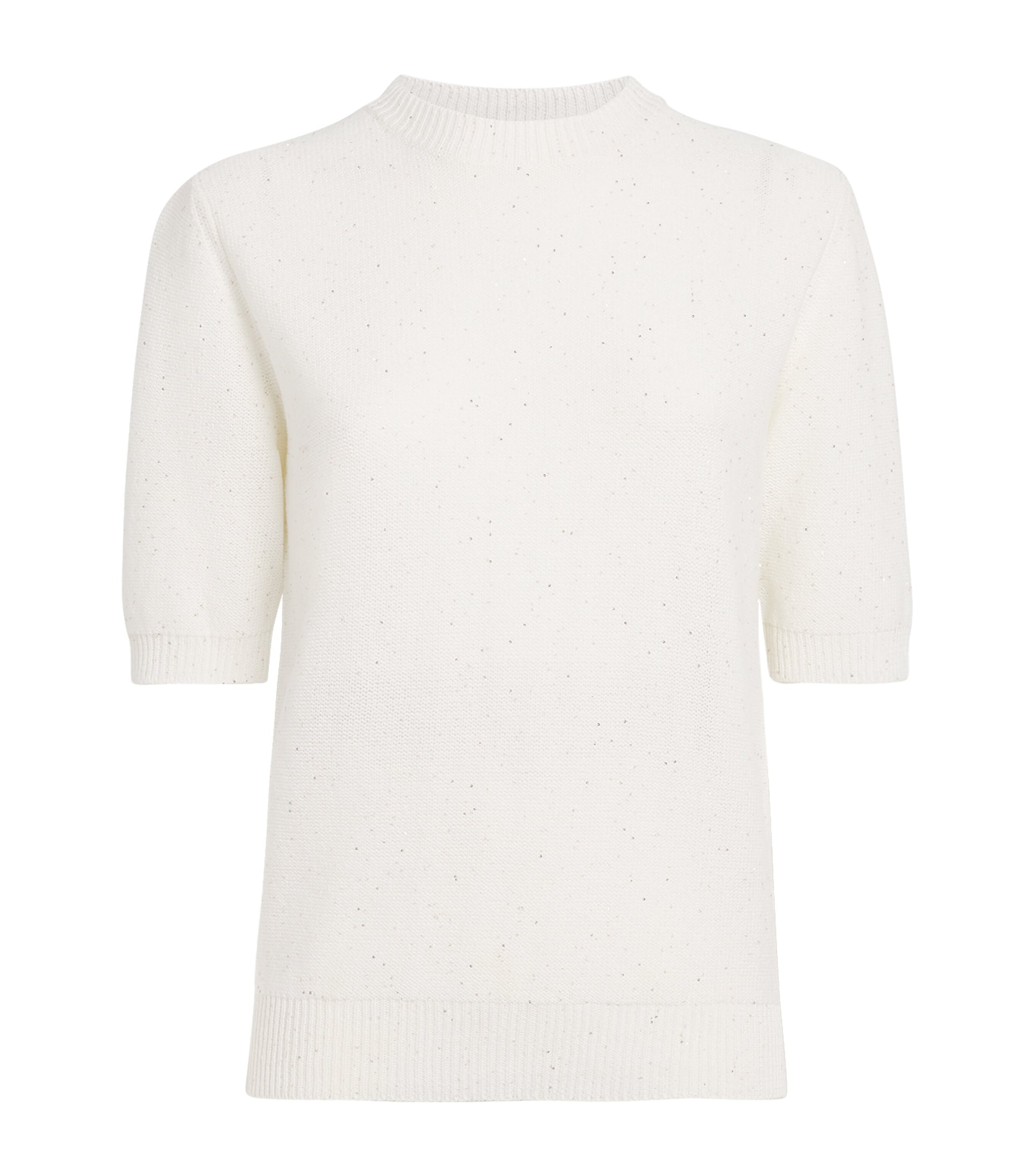 Fabiana Filippi Womens Cotton-Blend Sequin Sweater Bianco Image 1