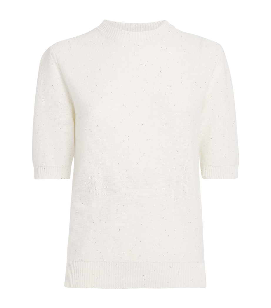 Fabiana Filippi Womens Cotton-Blend Sequin Sweater Bianco Image 1