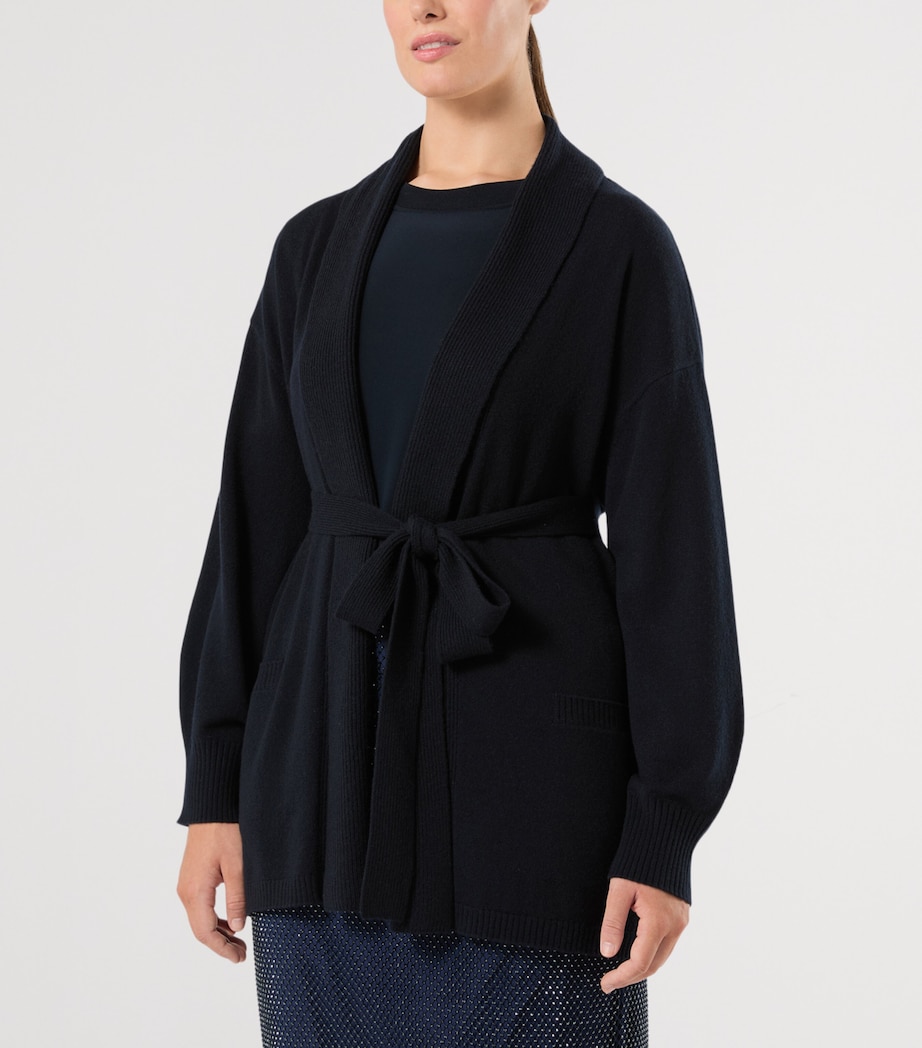 Marina Rinaldi Womens Cashmere Tie-Belt Cardigan Midnightblue Image 3