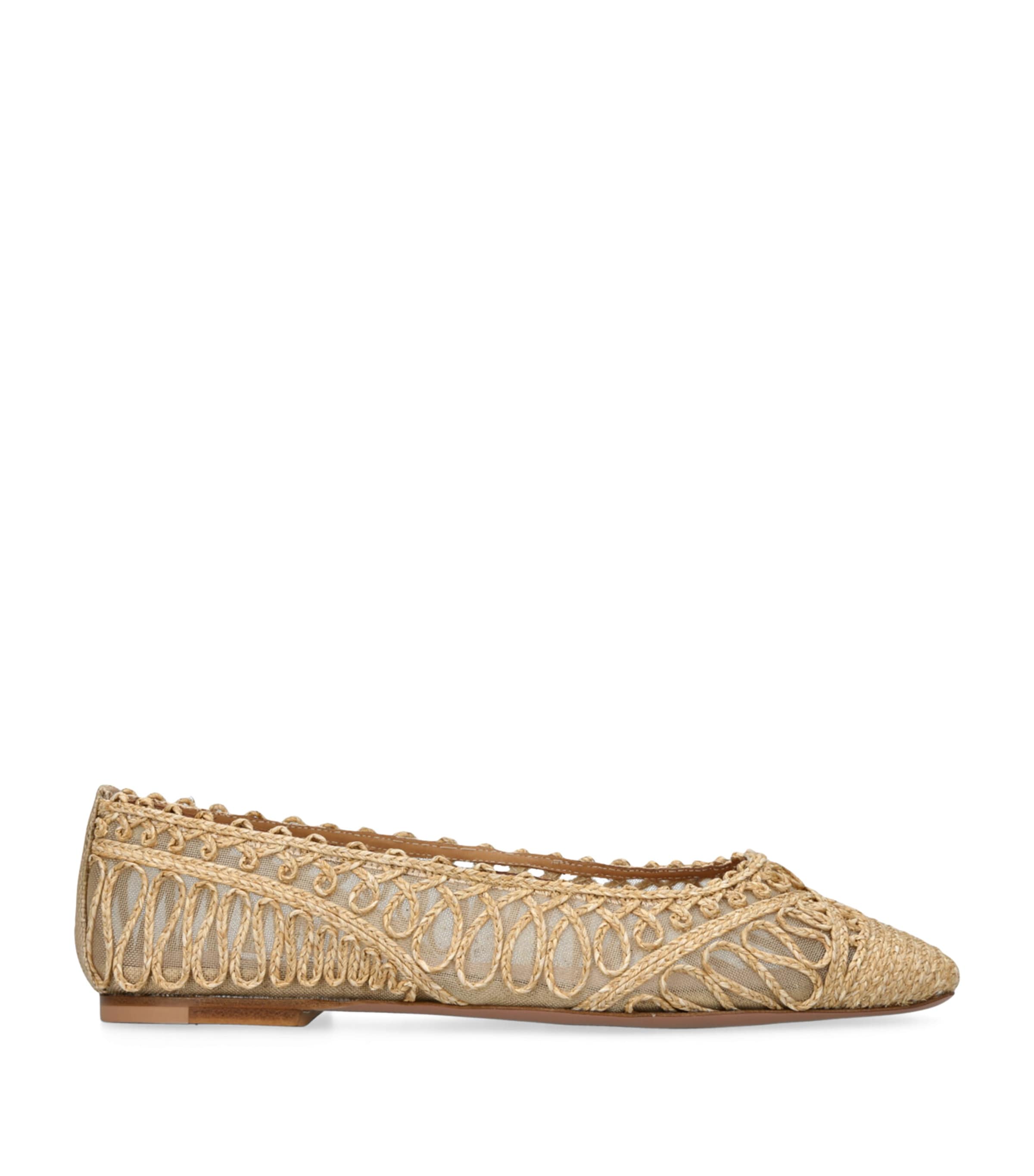 Aquazzura Raffia Kahlo Ballet Flats