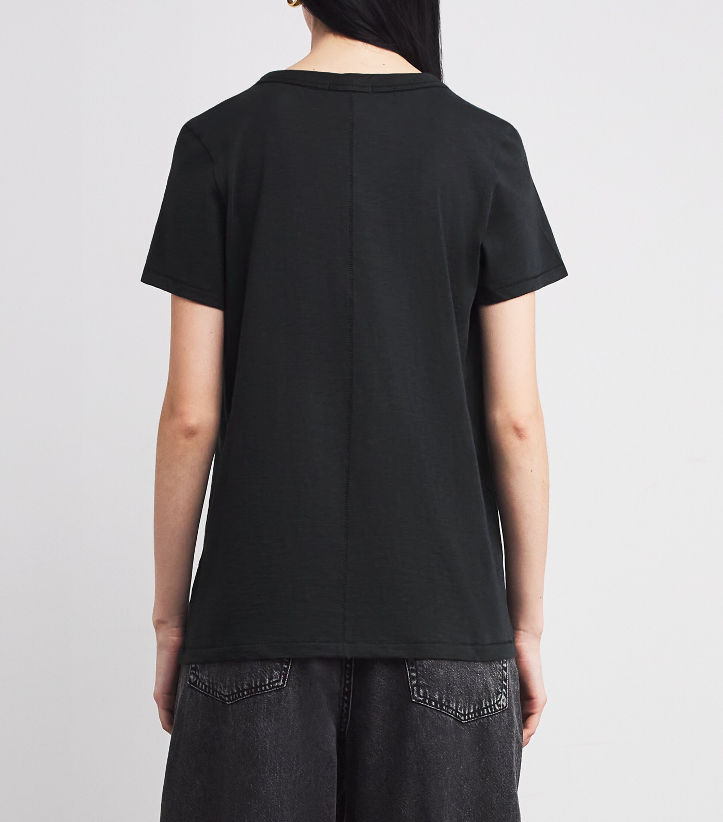 Rag & Bone Womens Pima Cotton The Slub Vee T-Shirt Blk Image 4