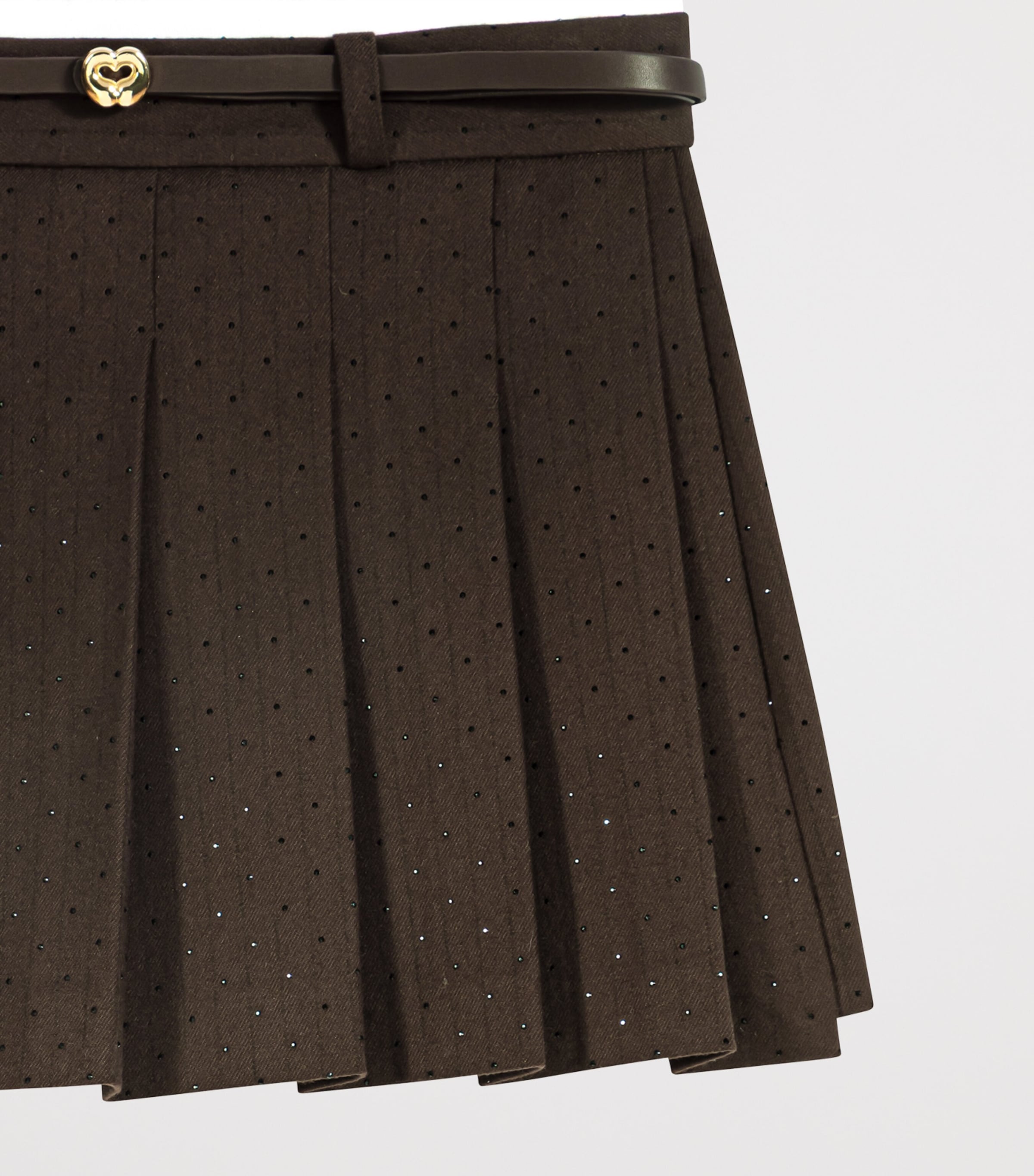 Maje Womens Embellished Pleated Mini Skirt Brown Image 9