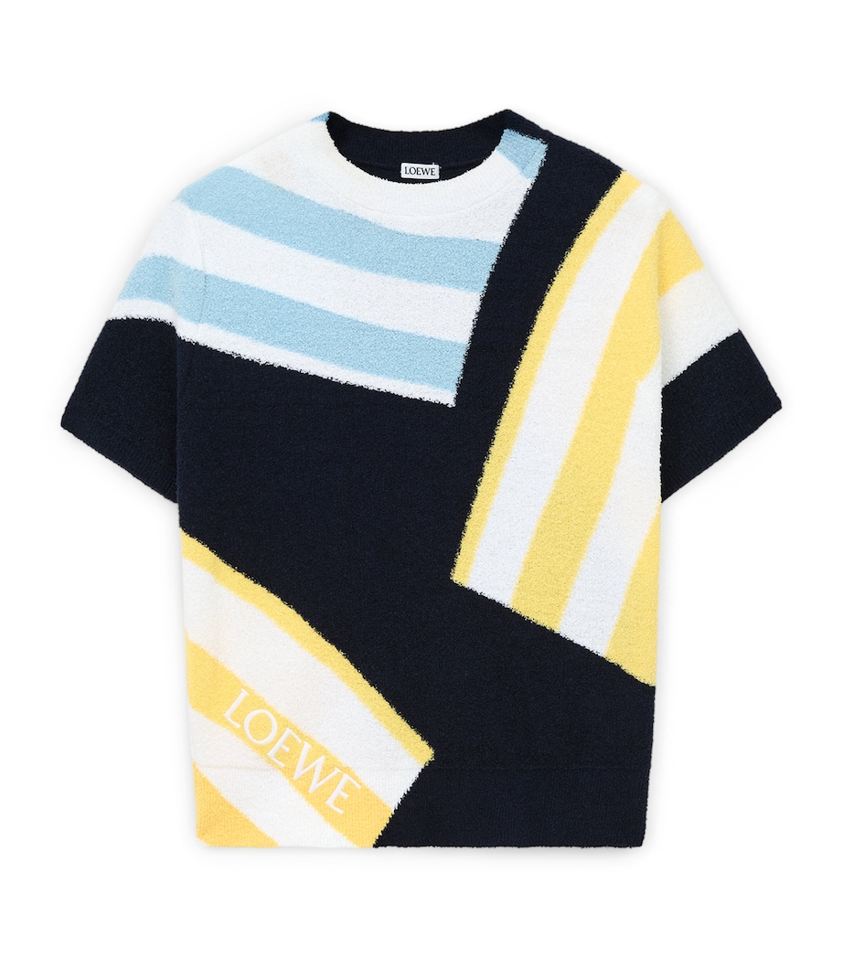 LOEWE Womens Geometric Short-Sleeve Sweater Blue/multicolor Image 1