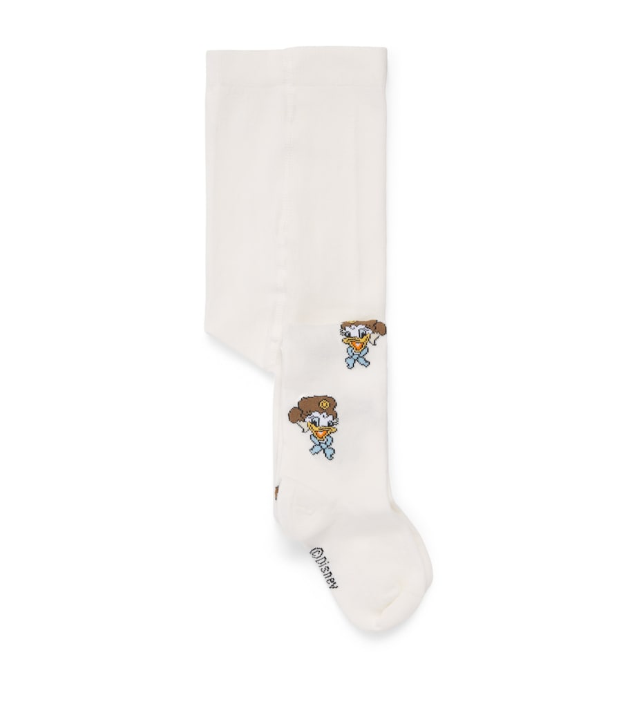 Monnalisa Cotton-Blend Daisy Duck Tights Panna+blu Image 1