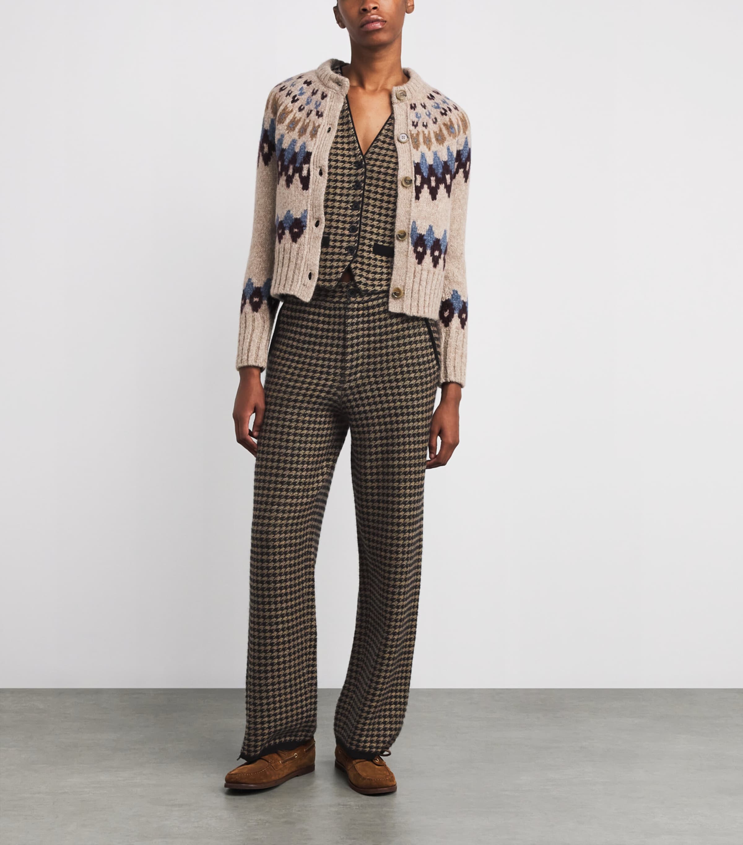 Cashmere Houndstooth Waistcoat BLACK/DUNE Image 2