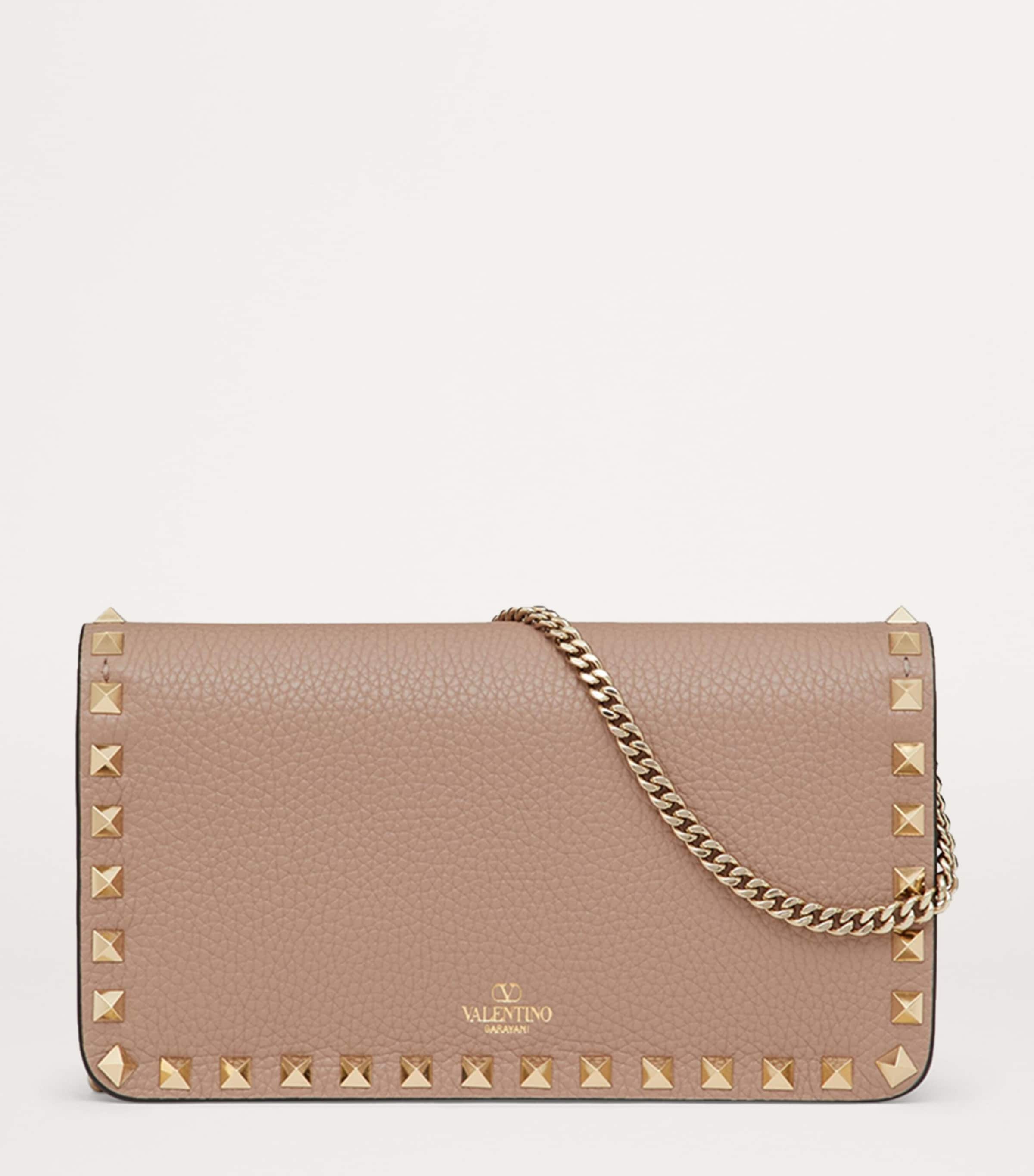 Valentino Garavani Leather Rockstud Chain Wallet | Harrods US