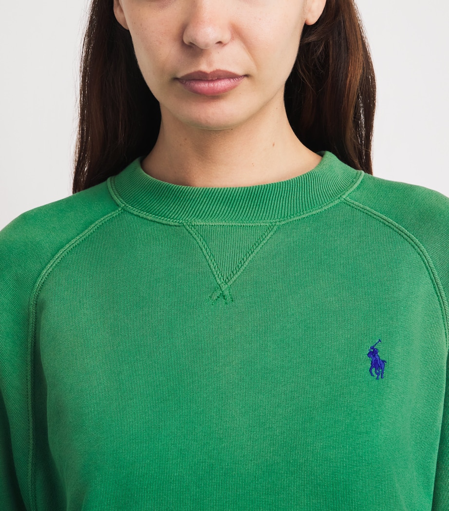 Polo Ralph Lauren Womens Cotton-Blend Polo Pony Sweatshirt Fiji Green Image 3