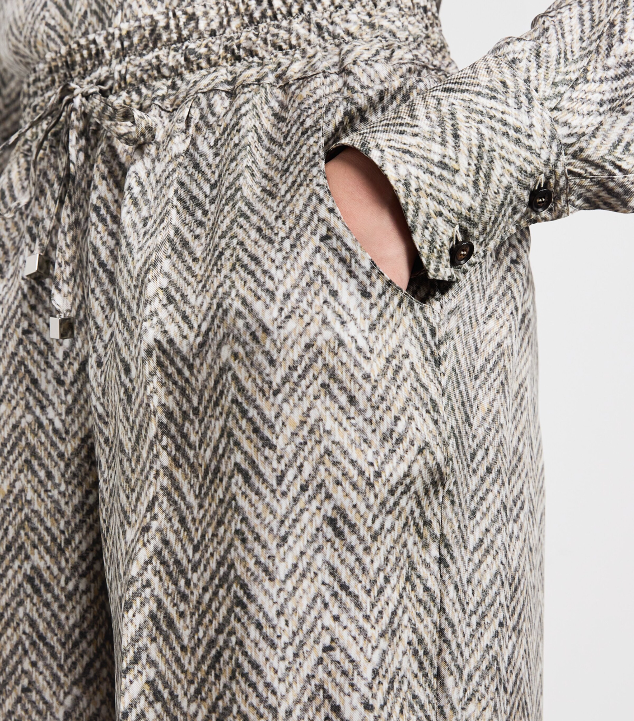 Kiton Womens Silk Printed Wide-Leg Trousers Grey Image 6