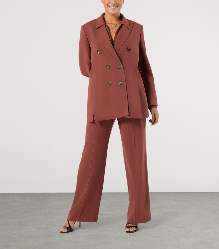 Marina Rinaldi Womens Pleated Tailored Trousers Brick Red Image 2