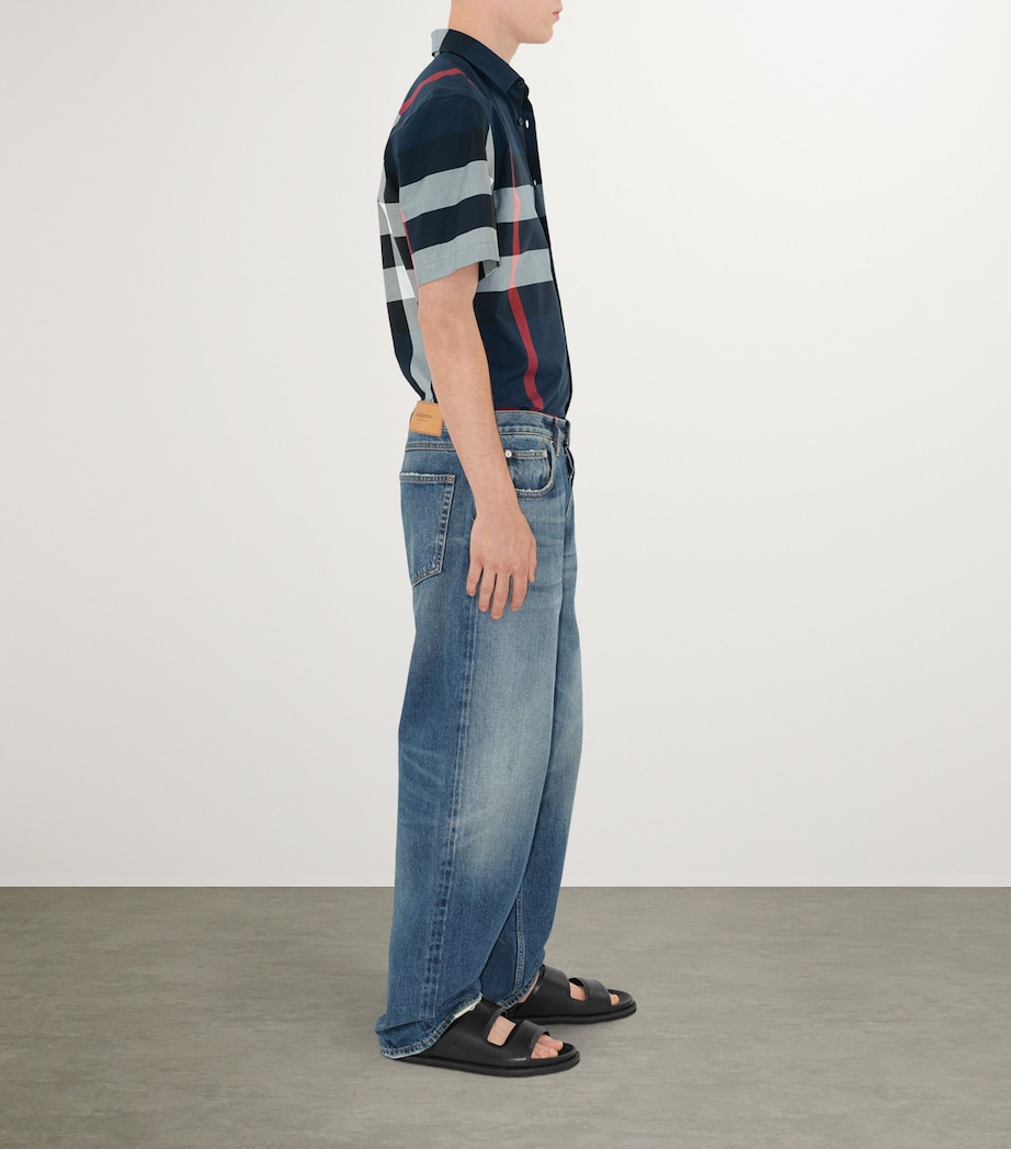 Cotton Enlarged-Check Short-Sleeve Shirt NAVY IP CHECK Image 4