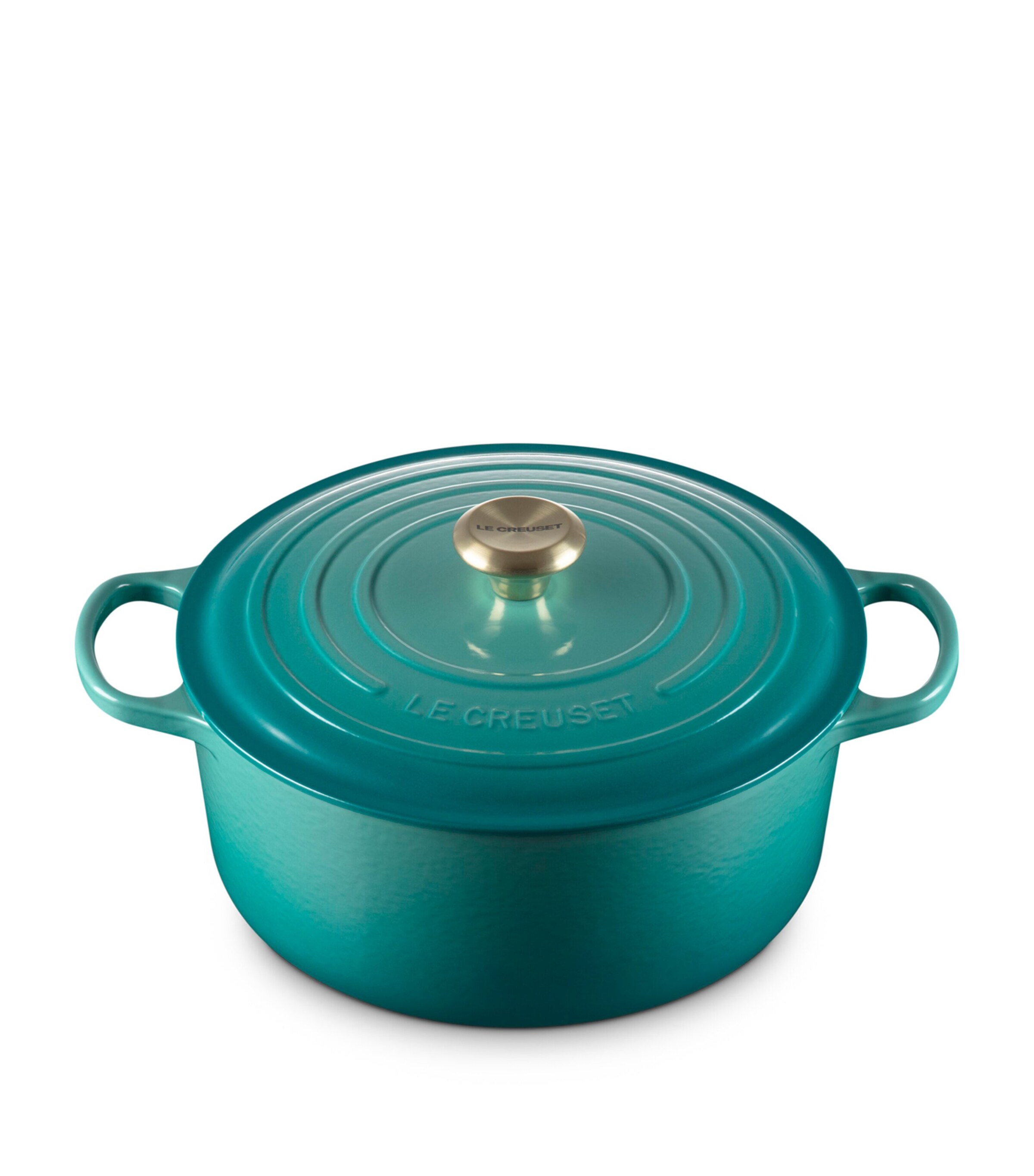 Le Creuset Cast Iron Round Casserole Dish (28cm) Bleu Riviera Image 2