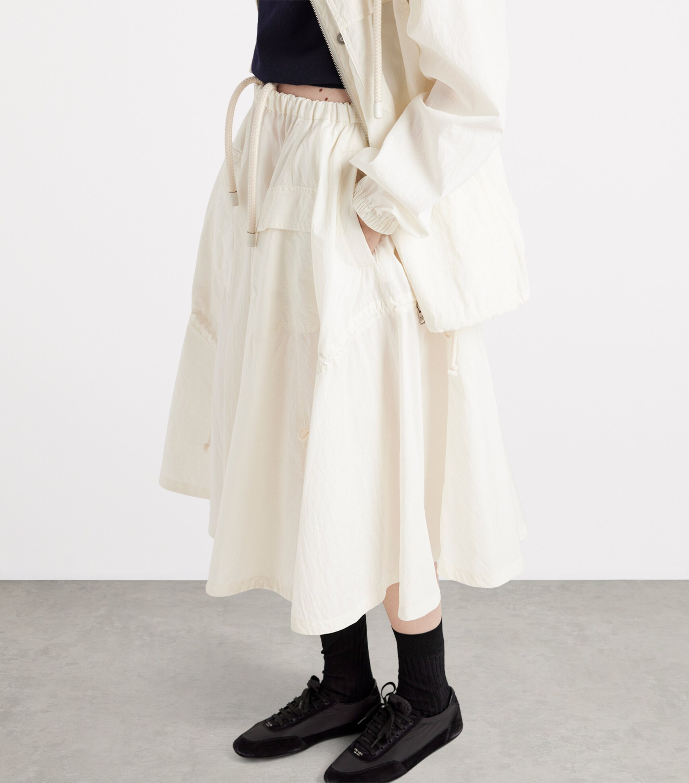 Cotton-Blend Midi Skirt F0304 Image 4