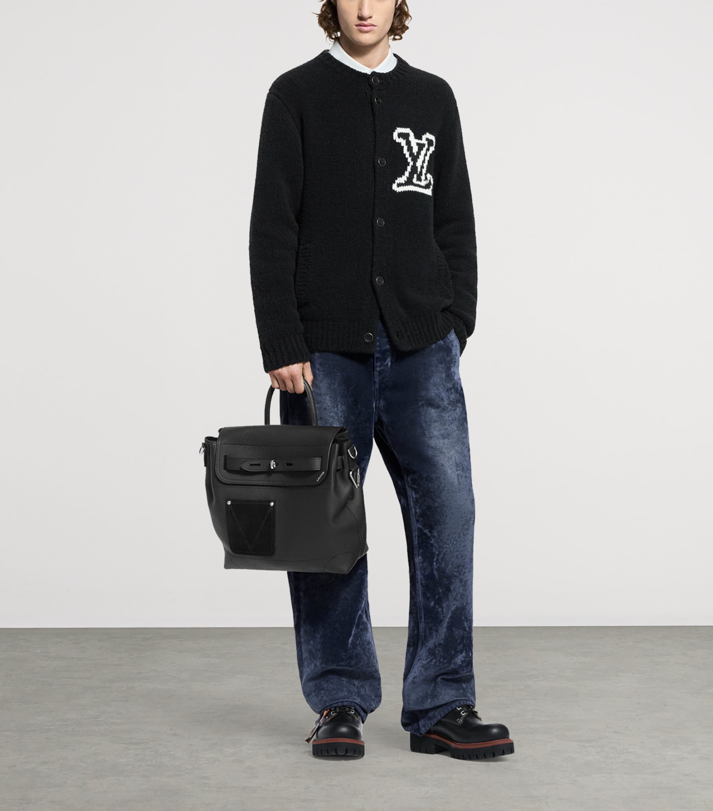 Velvet-Flocked Denim Trousers NIGHT SKY Image 5