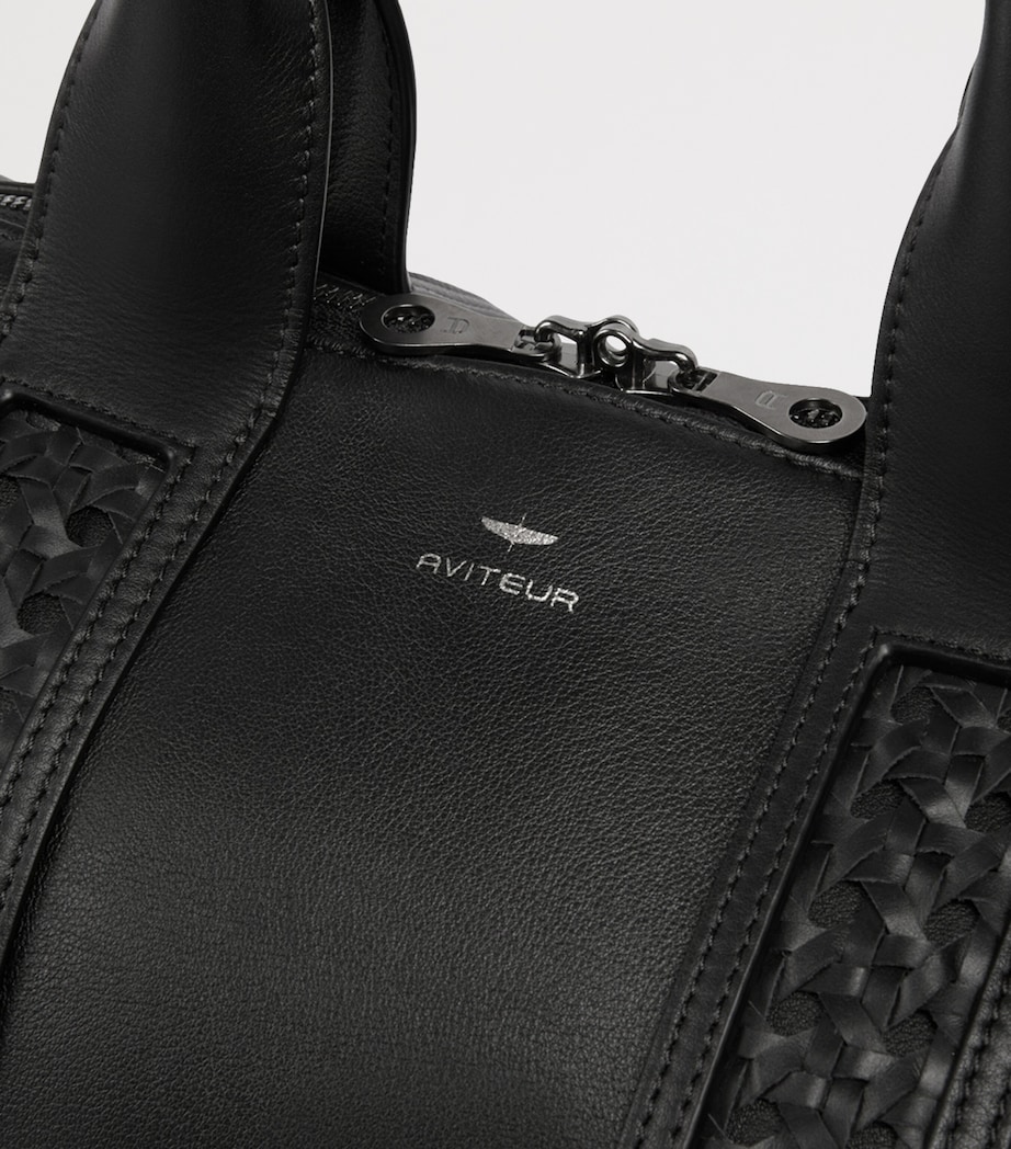 Leather Woven-Detail Holdall BLACK Image 5