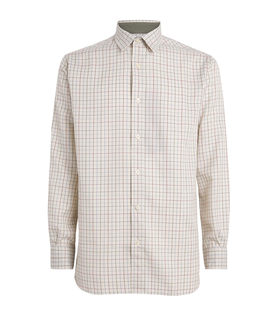 Beretta Mens Check Charlow Shirt Ivory/ Blue Image 1