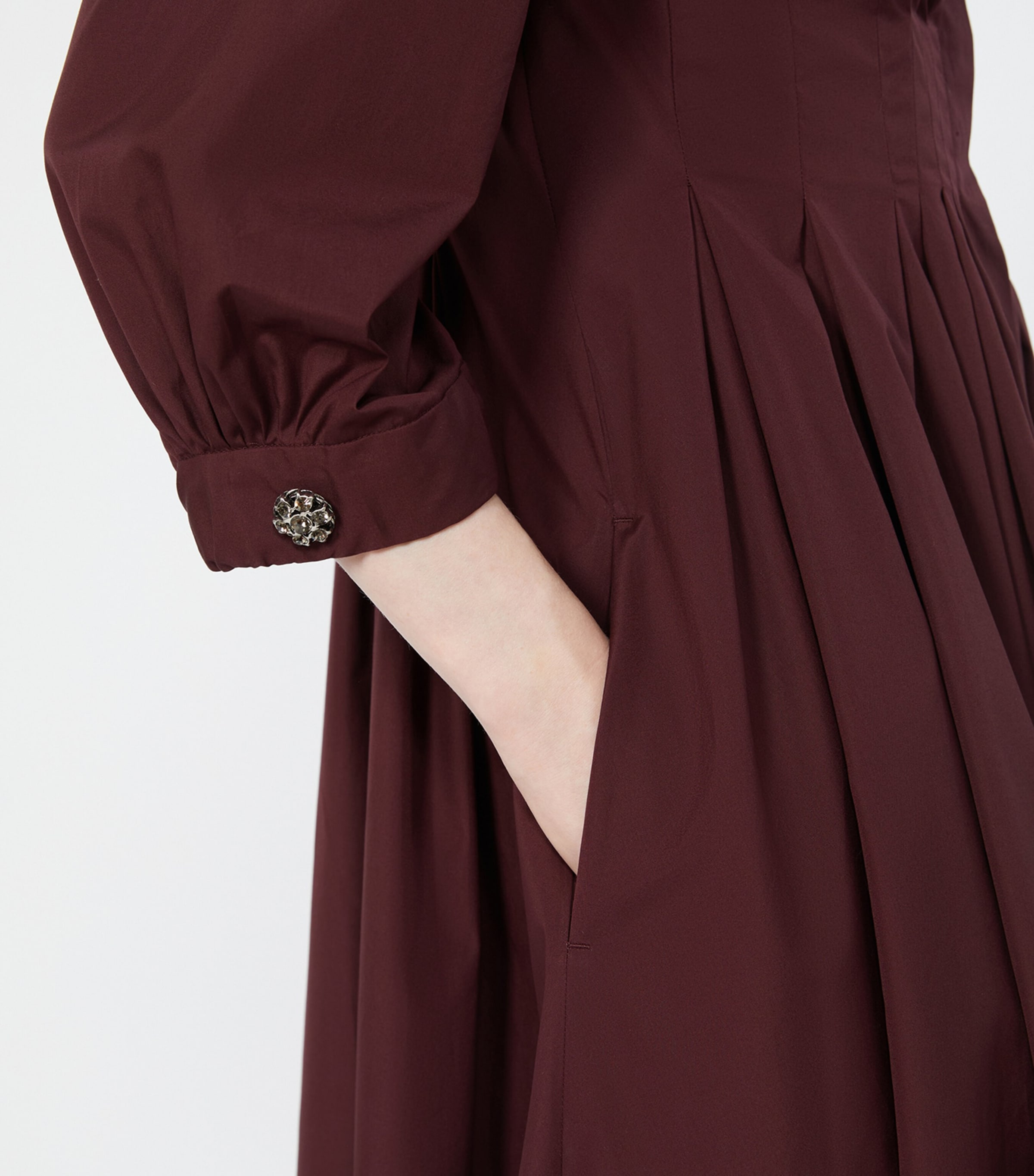 Max Mara Womens Cotton Poplin Shirt Dress Dark Red Image 5