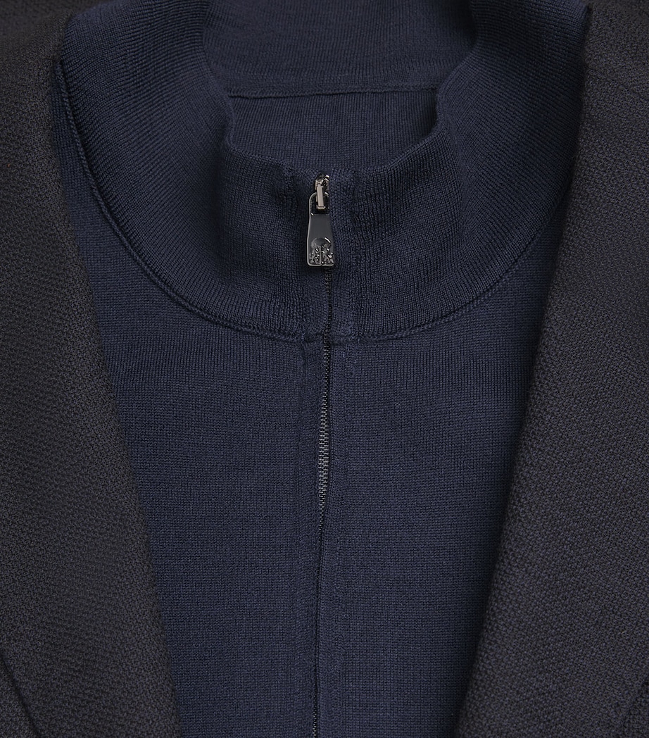 Corneliani Mens Stretch-Wool Detachable-Insert Blazer Dark Blue Image 7