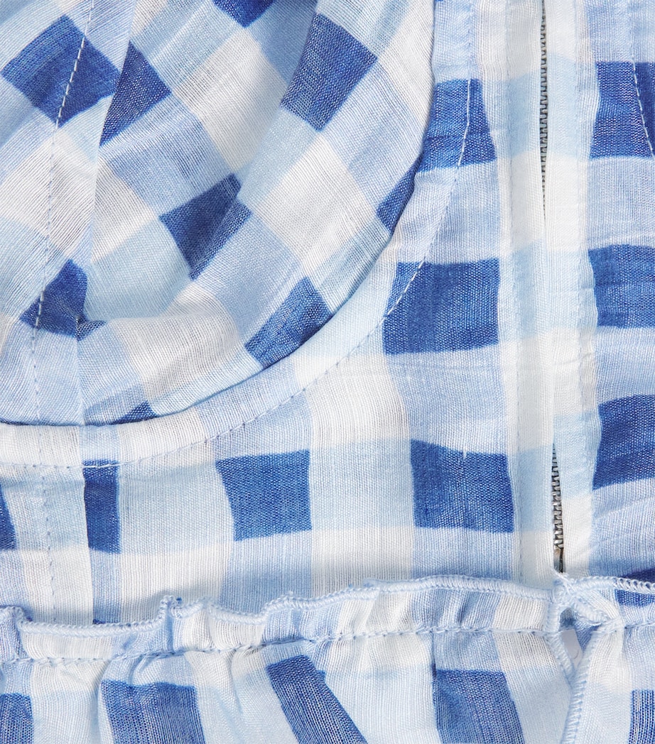 Sandro Paris Womens Linen-Blend Gingham Crop Top Blu / White Image 6