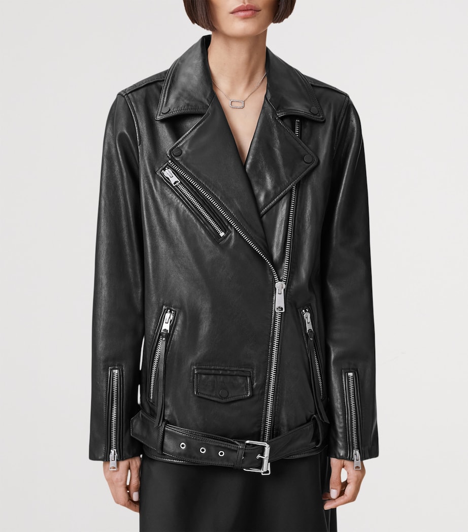 Leather Billie Biker Jacket BLACK Image 9
