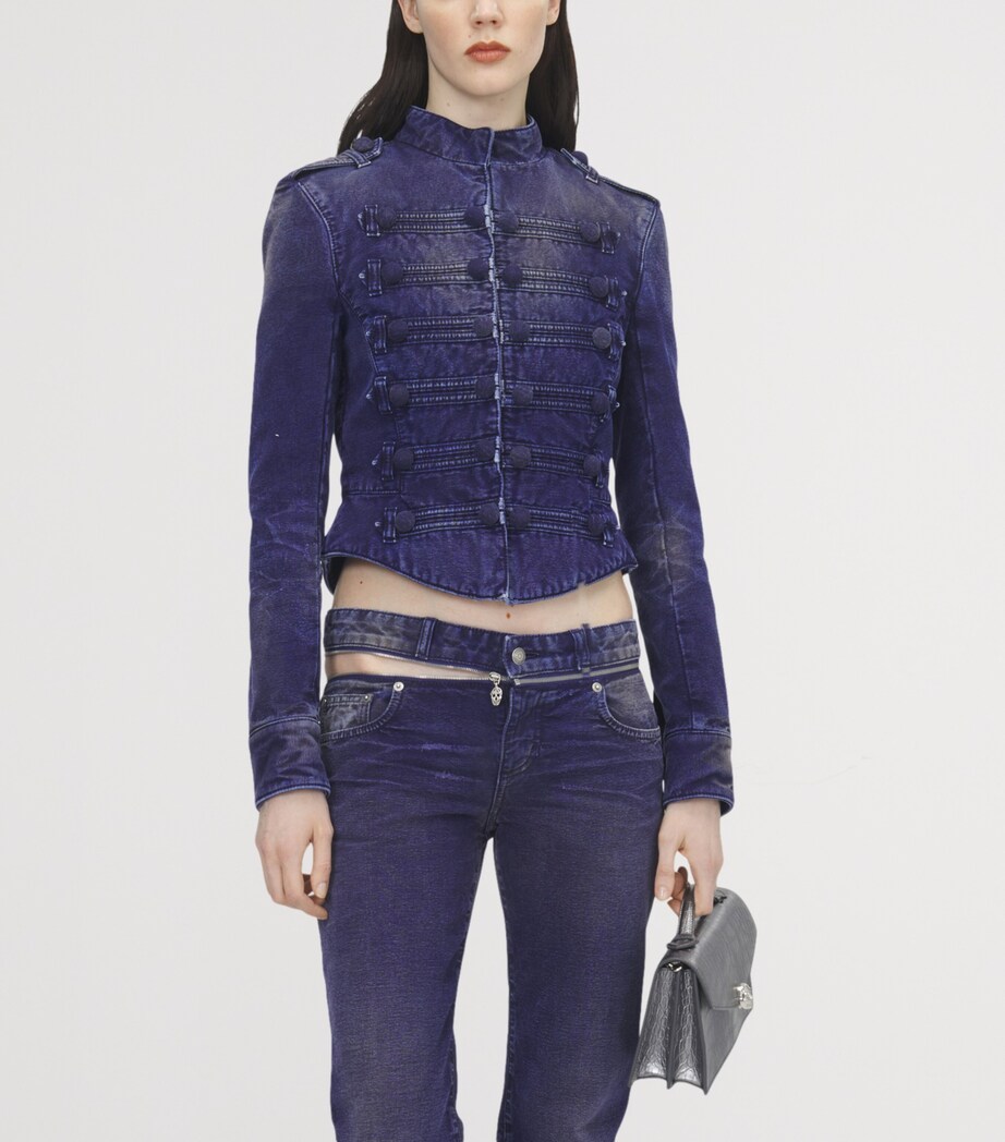 McQueen Womens Slashed Zip Low-Rise Bootcut Jeans Image 5