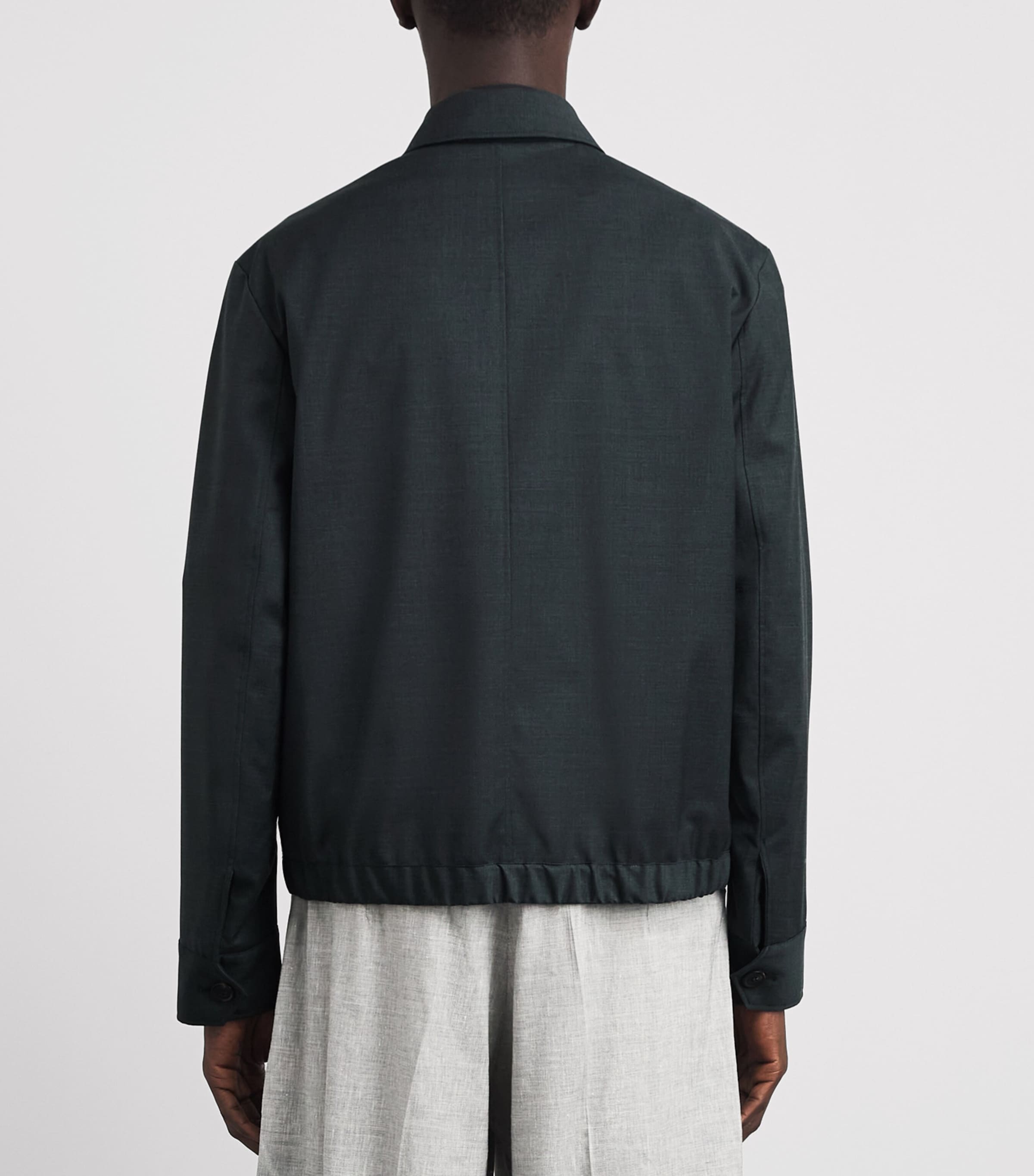 Paul Smith Mens Wool Harrington Jacket Dark Green Image 5