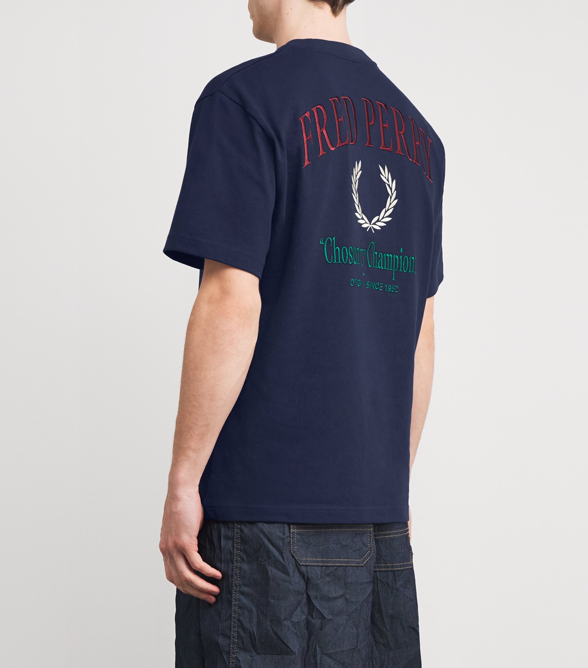 【FRED PERRY】 Embroidered Champion T-Shirt ★ Cotton 100% Fred Perry Embroidered Champion T-Shirt Tennis Blue | END. (US)