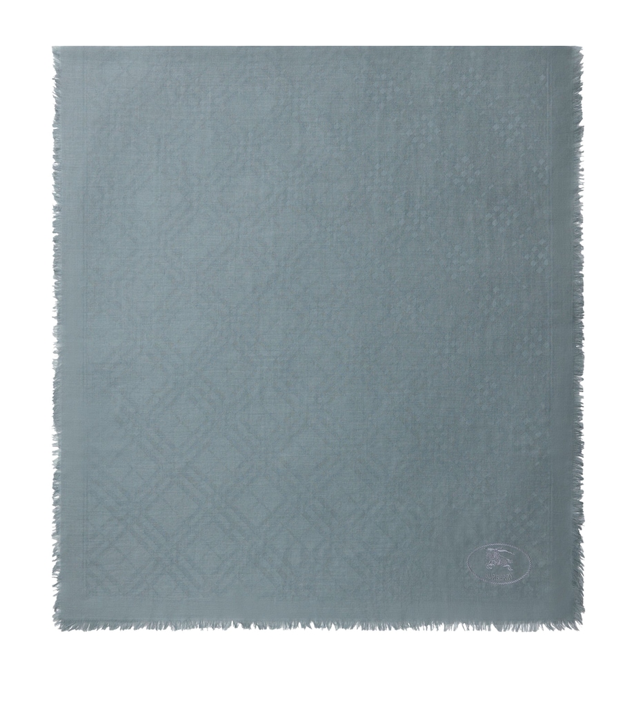 Wool-Silk Wide Check Scarf INDEX GREY Image 1