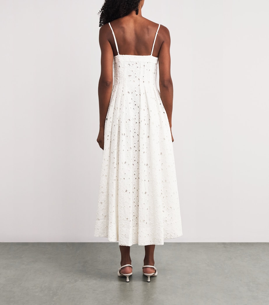 Embroidered Floral Kittiya Midi Dress WHITE Image 3
