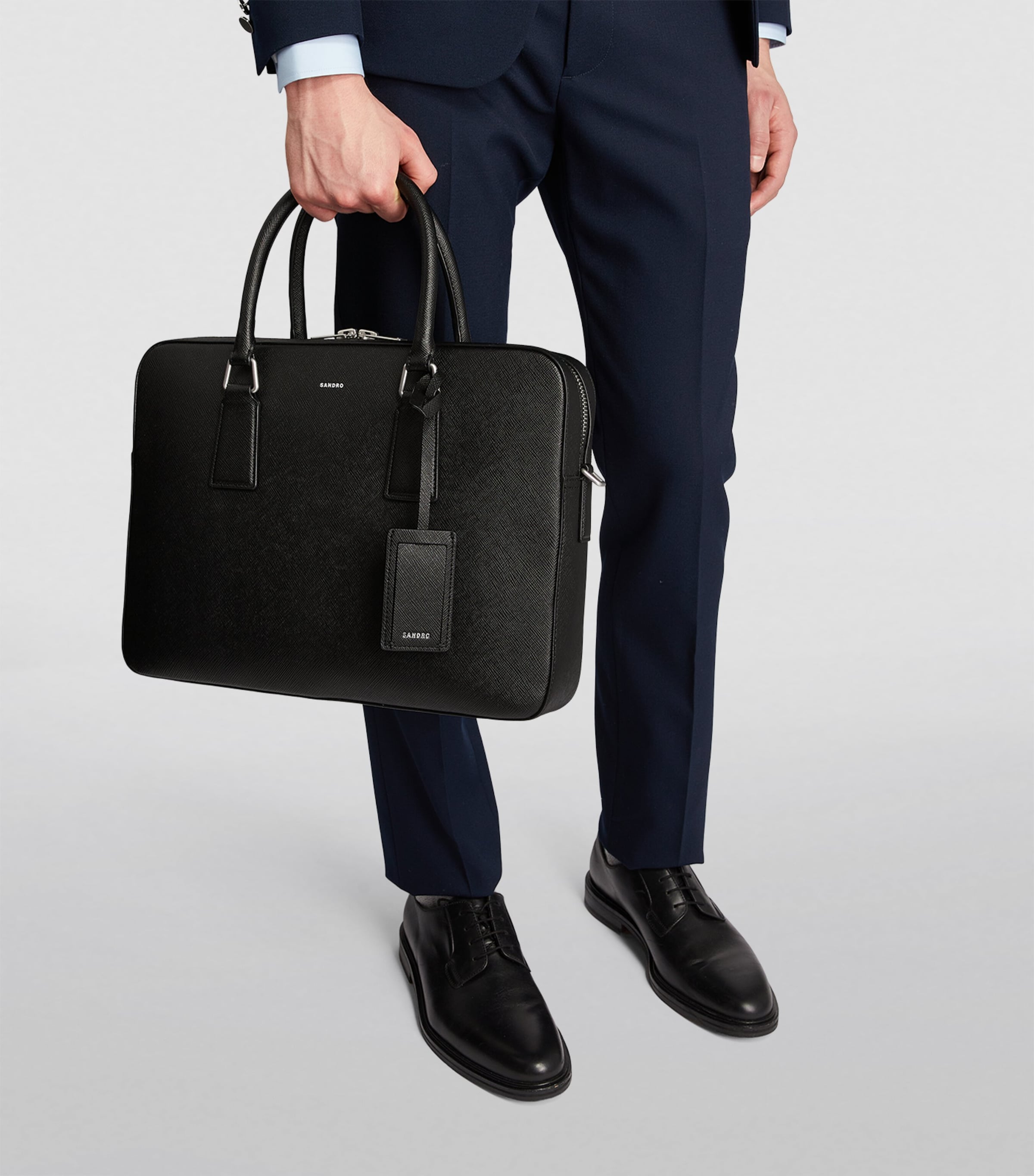 Leather Slim Briefcase BLACK Image 5