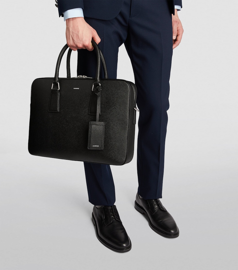 Leather Slim Briefcase BLACK Image 5