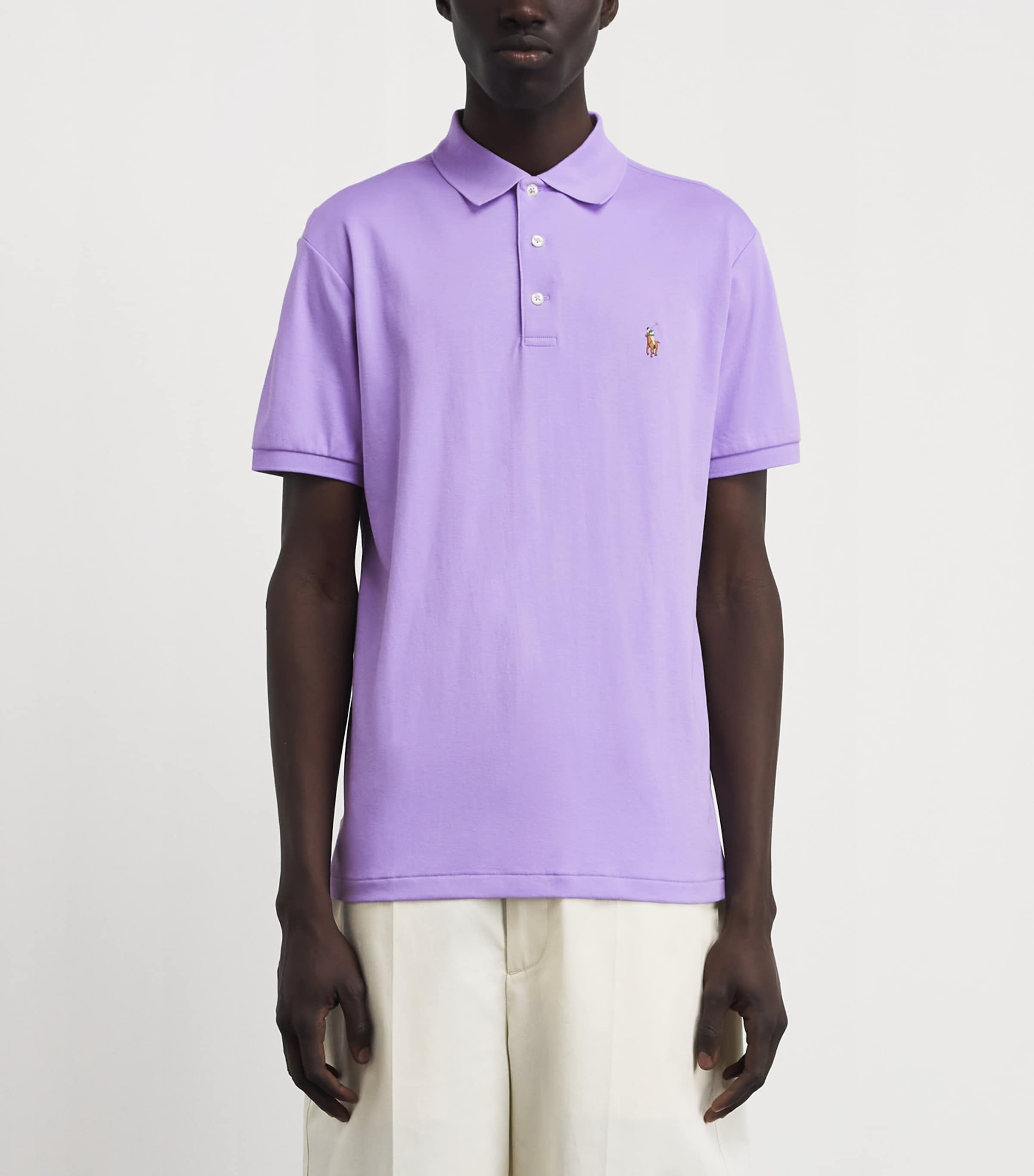 Polo Ralph Lauren Mens Cotton Slim-Fit Polo Shirt Powder Purple Image 4