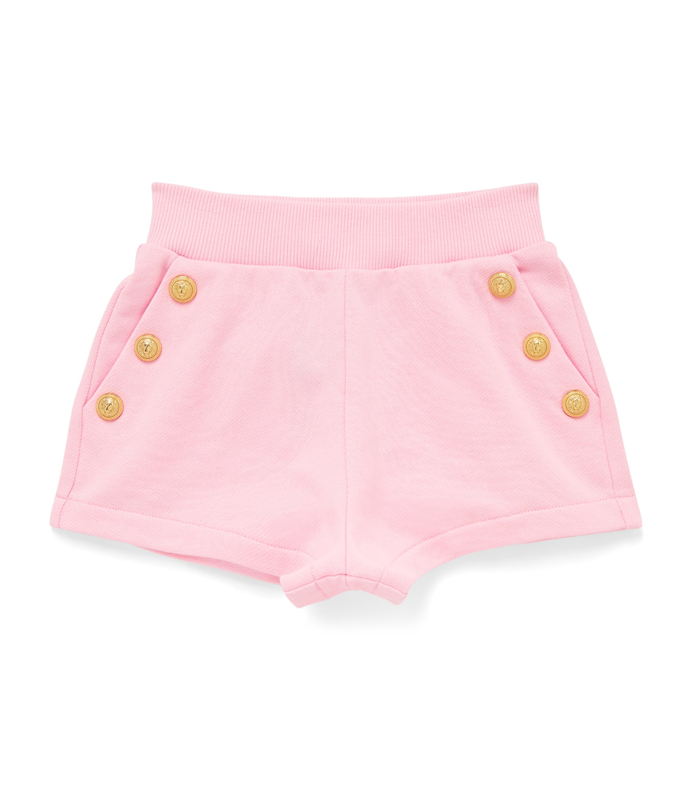 Shop Balmain Cotton Button-detail Shorts In Pink