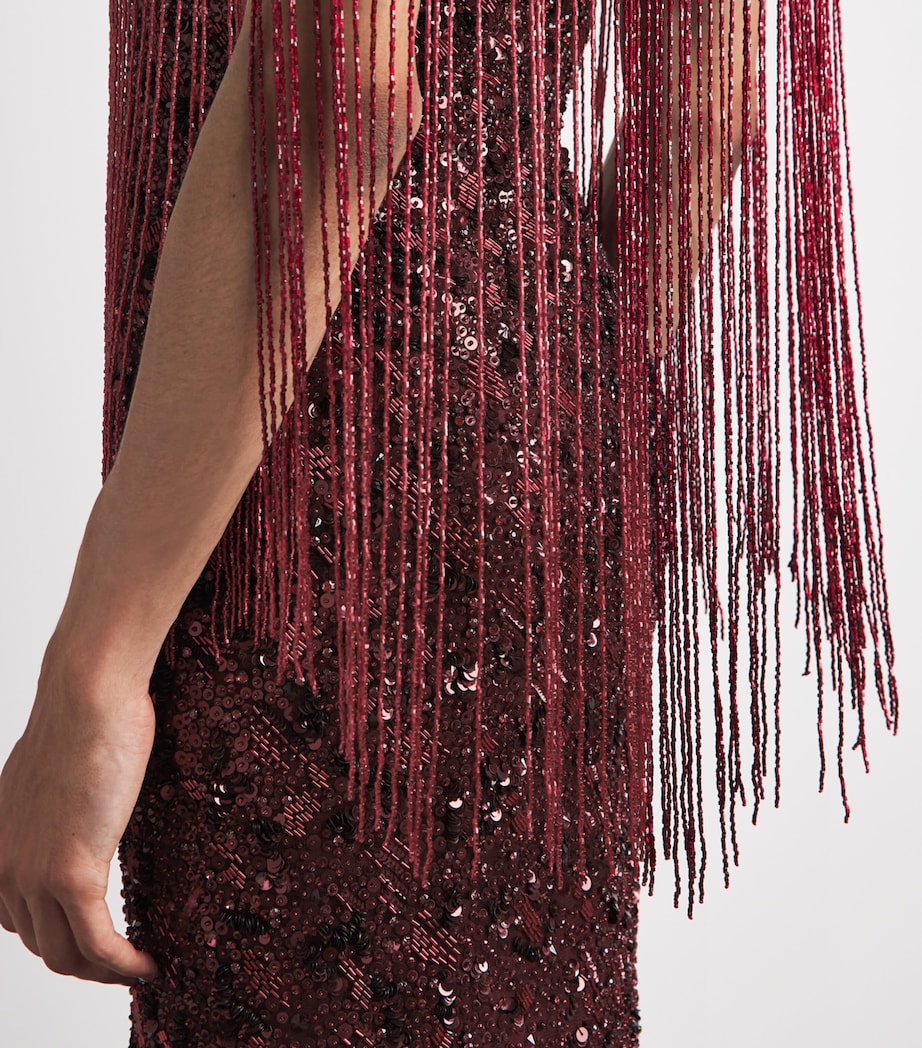Jenny Packham Womens Embellished Sirocco Gown and Cape Bordeaux Image 3