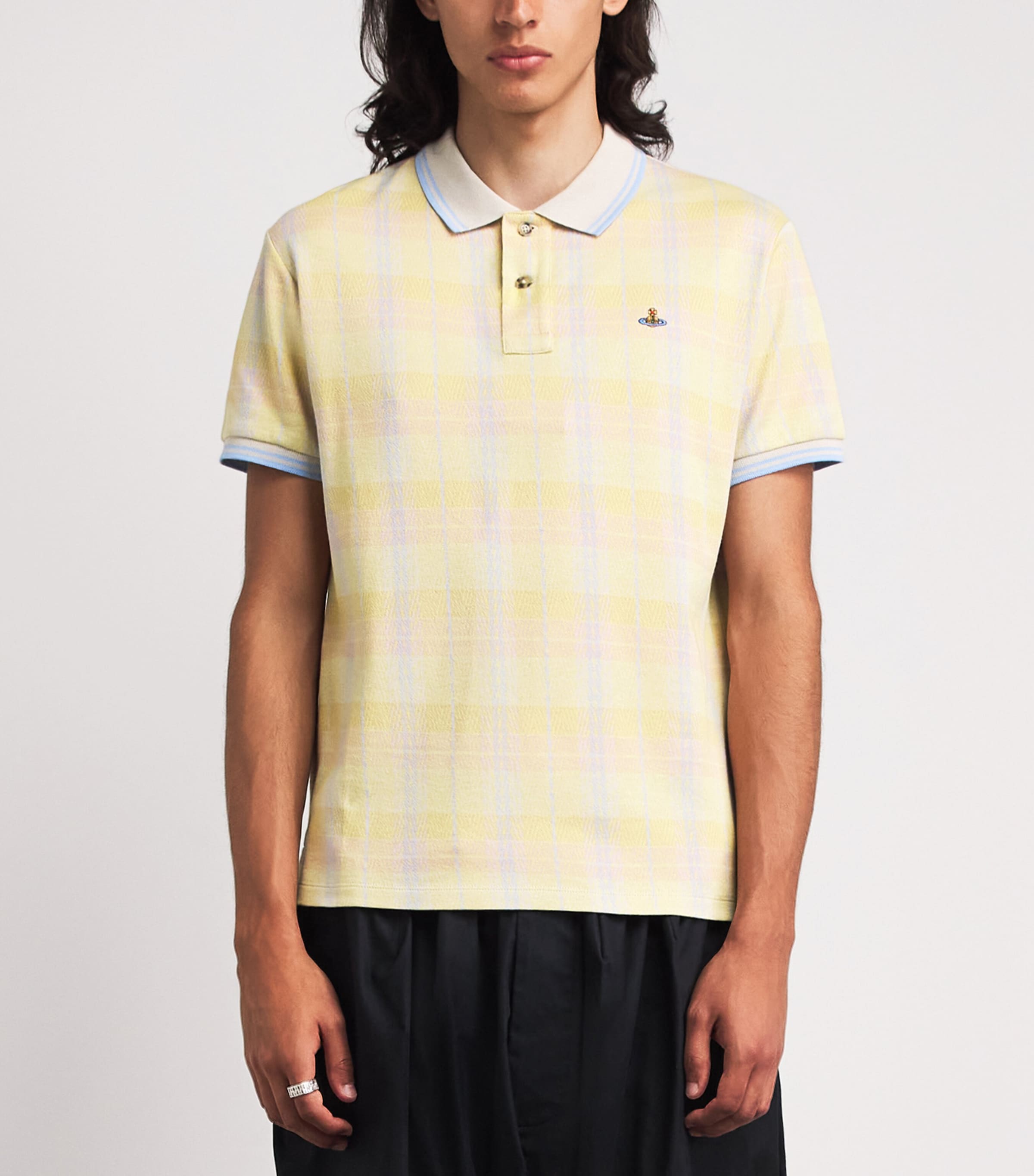 Vivienne Westwood Mens Herringbone Stripe Orb Polo Shirt Hrngbn Strp Image 4