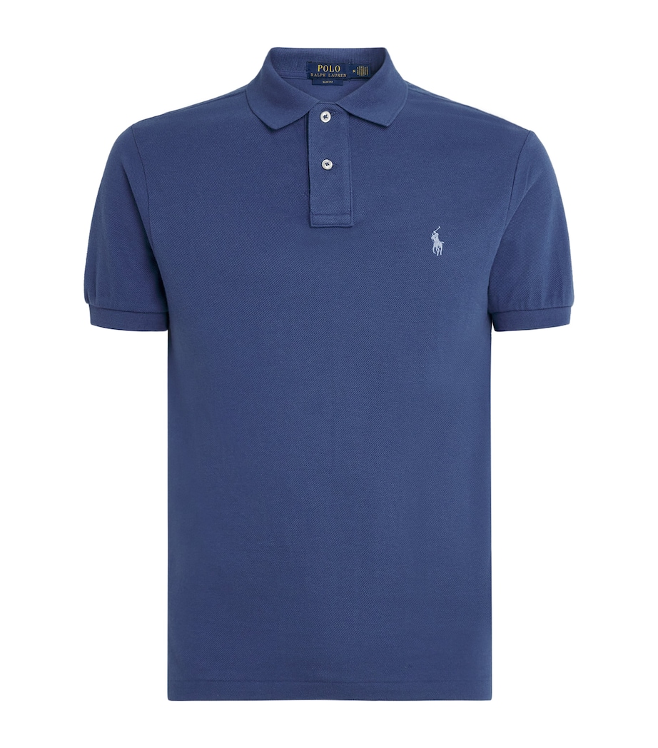 Cotton Mesh Slim-Fit Polo Shirt BLUE Image 1